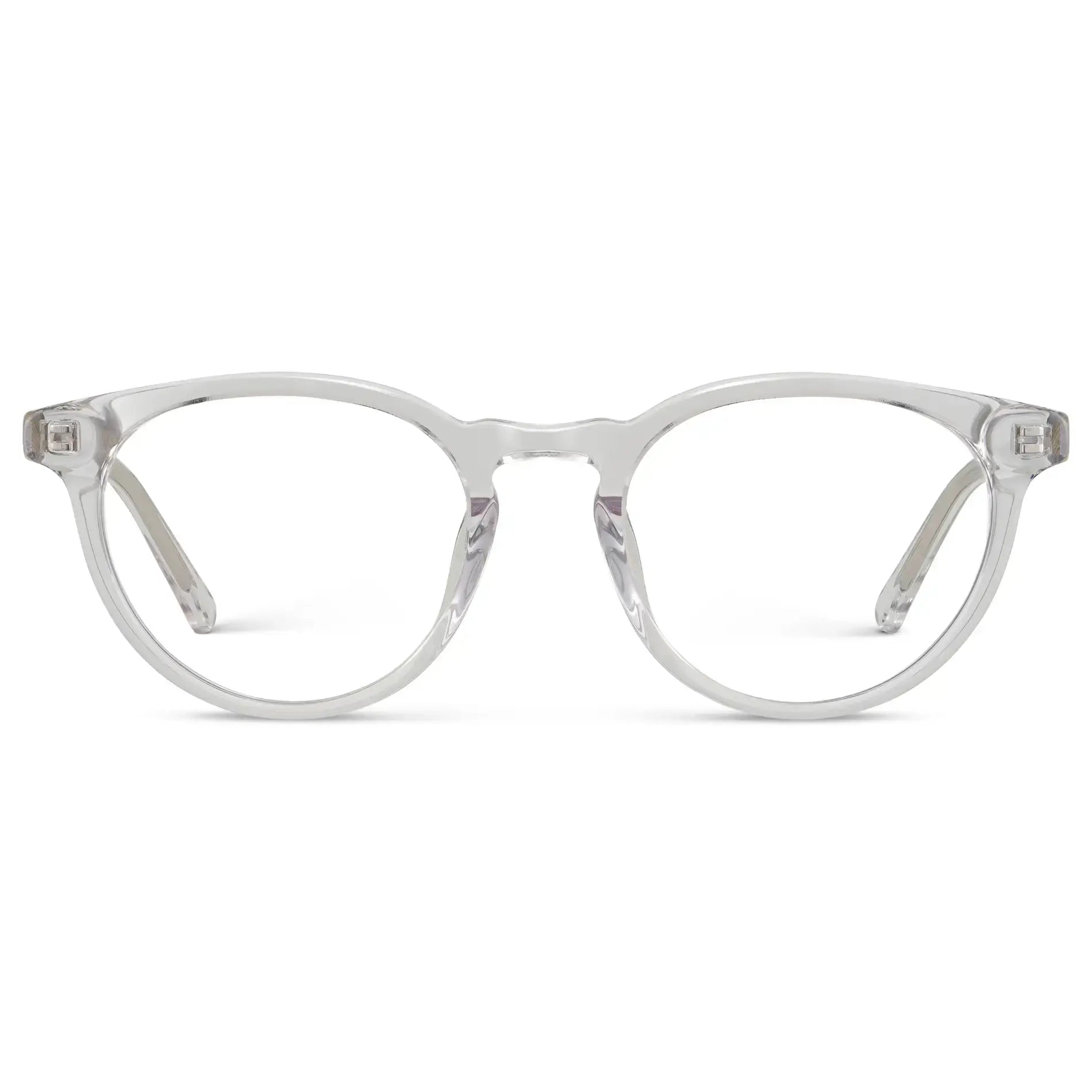 Clear || Women's Round Prescription Glasses with a Clear Acetate Frame and Clear Lens