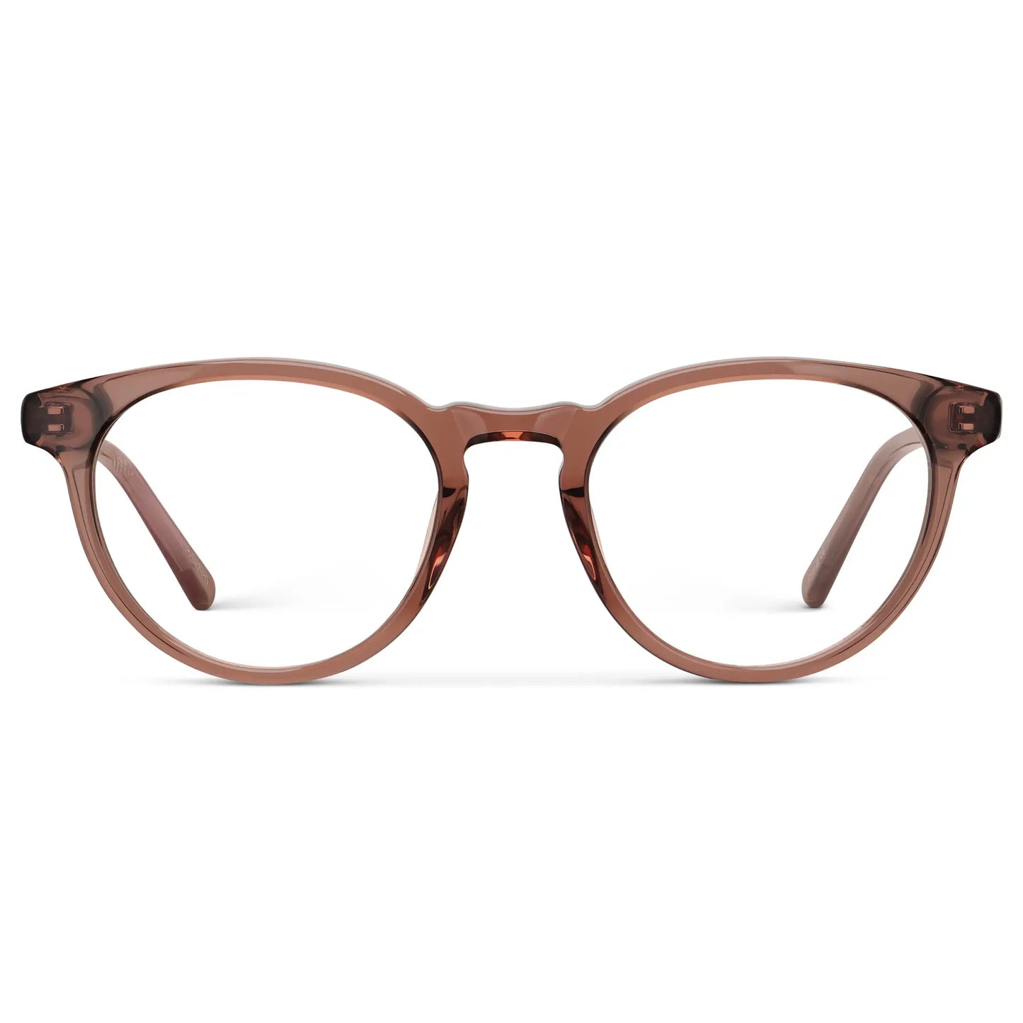 Redbrick Brown || Women's Round Prescription Glasses with a Redbrick Brown Acetate Frame and Clear Lens