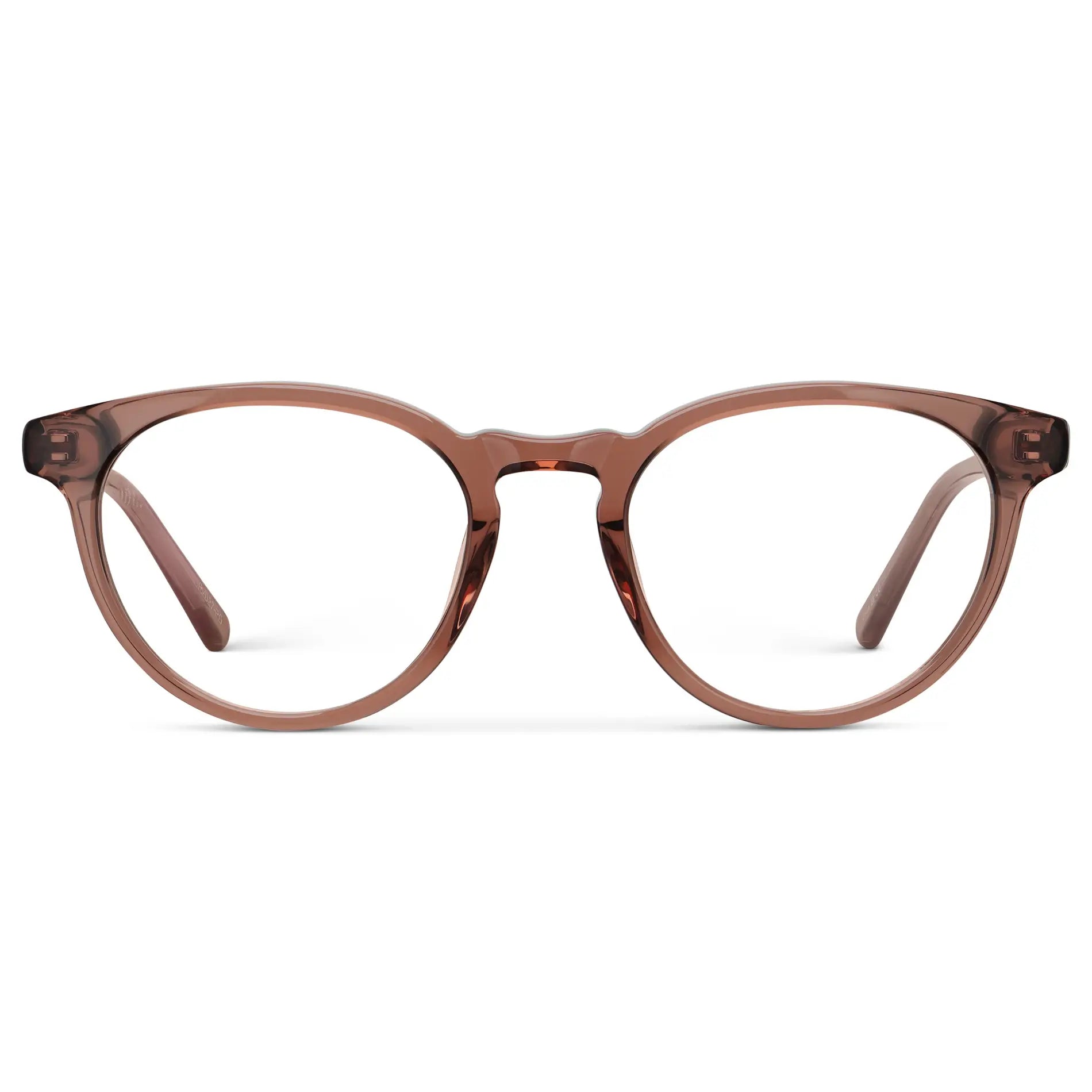 Redbrick Brown || Women's Round Blue Light Blocking Glasses with a Redbrick Brown Acetate Frame and Clear Lens