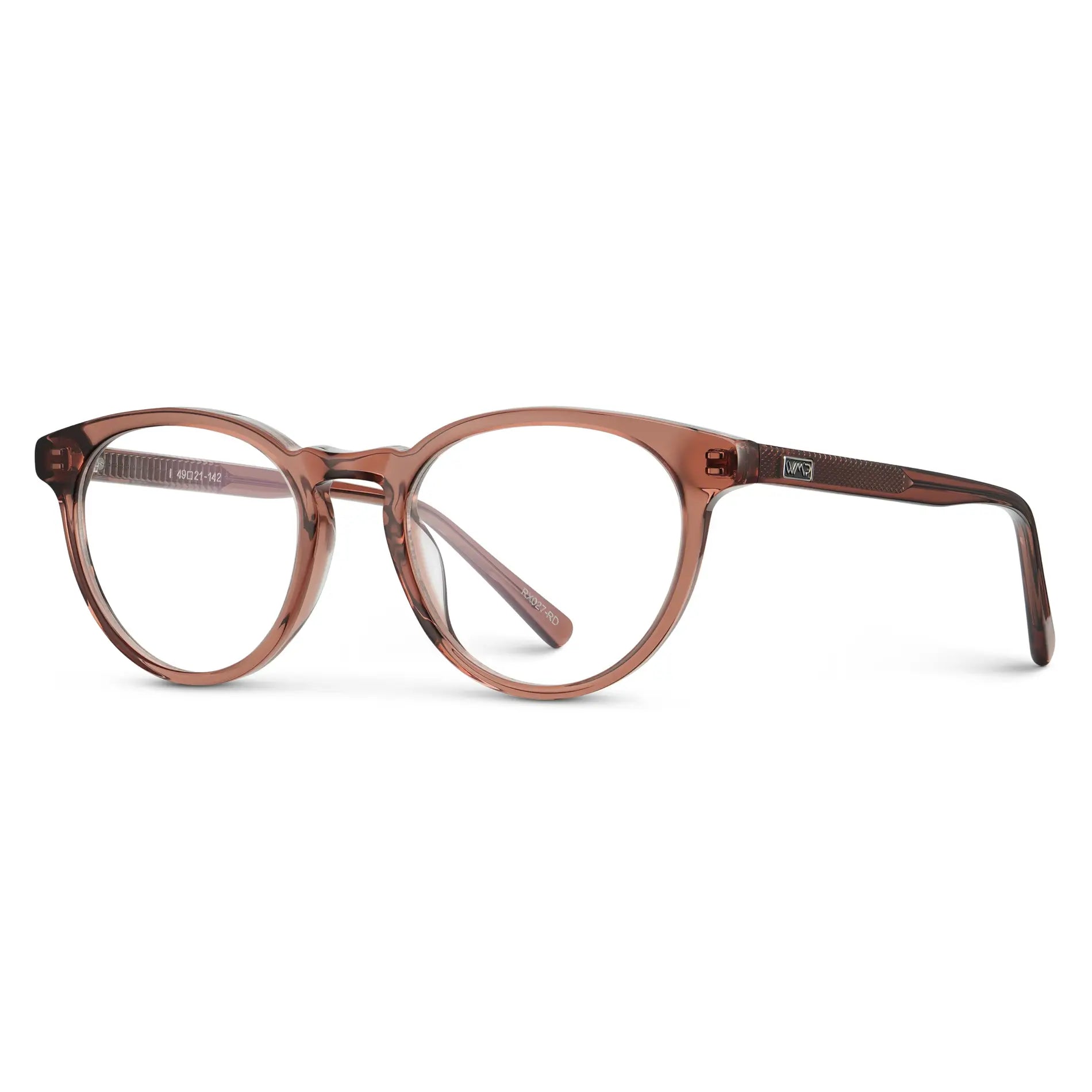 Redbrick Brown || Women's Round Prescription Glasses with a Redbrick Brown Acetate Frame and Clear Lens