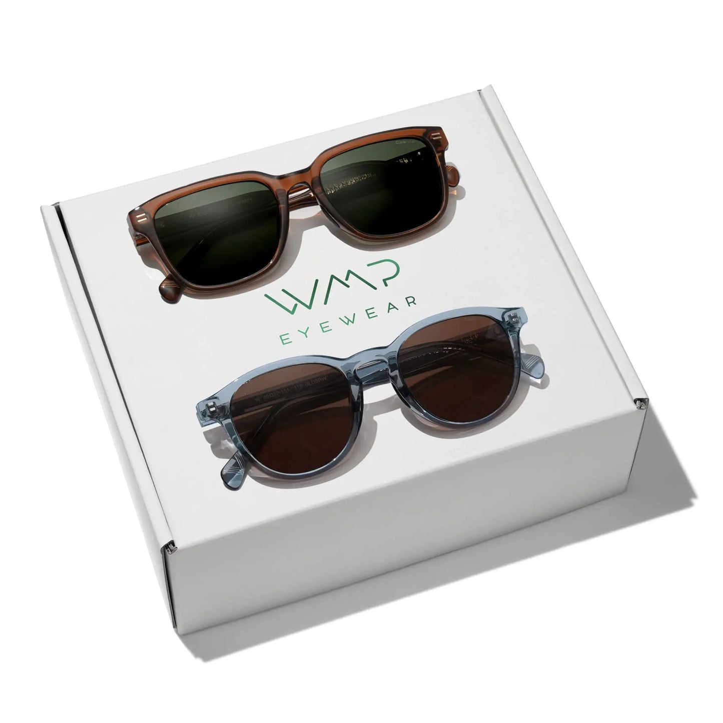 The Par Kit || Best Selling Men's Golf Styles Woods in Canyon Brown/Smoke Green Lens and Birdie in Denim Blue/Brown Lens combined in a gifting kit