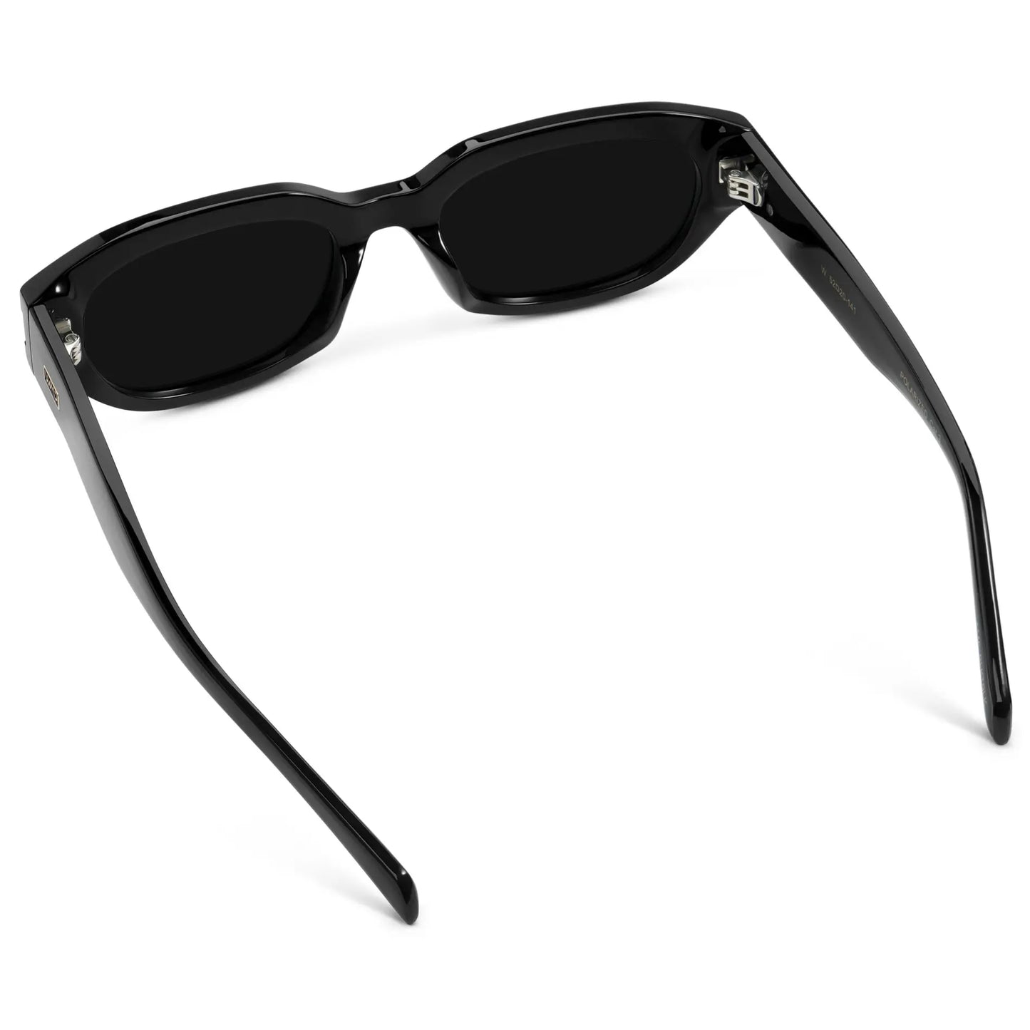 Black / Triple Black Lens || Back view of Women's Oval Polarized Sunglasses with Black Frame and Black Lenses on a white background