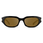 Black / Amber || Women's Oval Prescription Sunglasses with Black Frame and Amber Lenses on a white background