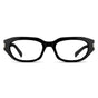 Black || Women's Oval Prescription Eyeglasses with Black Frame and Clear Lenses on a white background
