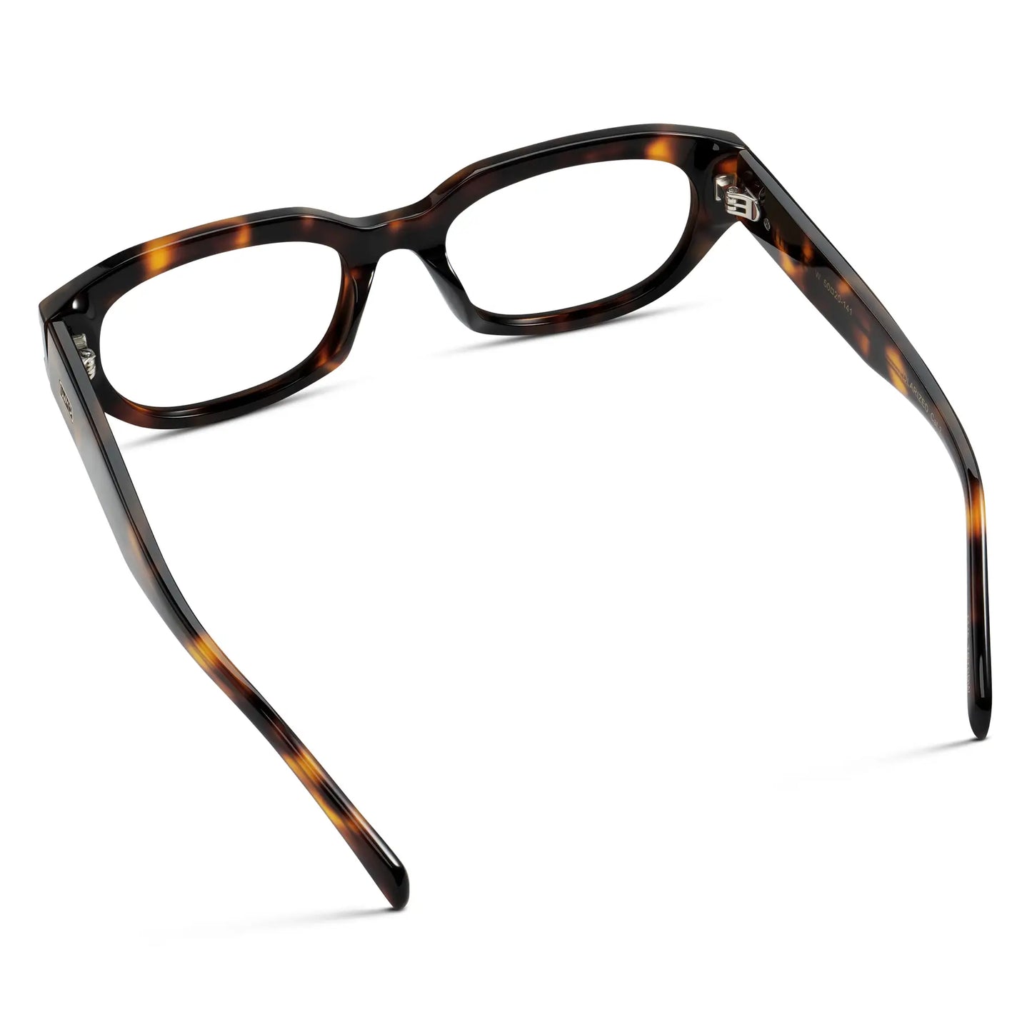 Brown Tortoise || Back view of Women's Oval Prescription Eyeglasses with Brown Tortoise Frame and Clear Lenses on a white background