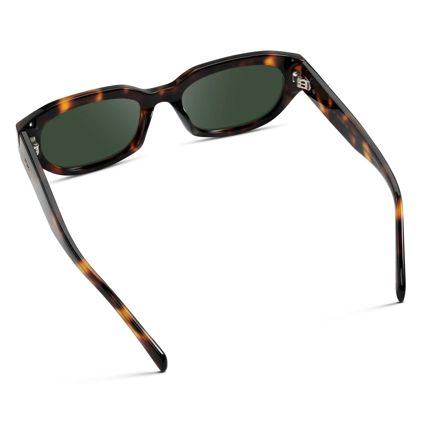 Brown Tortoise / G15 || Back view of Women's Oval Prescription Sunglasses with Brown Tortoise Frame and Green Lenses on a white background