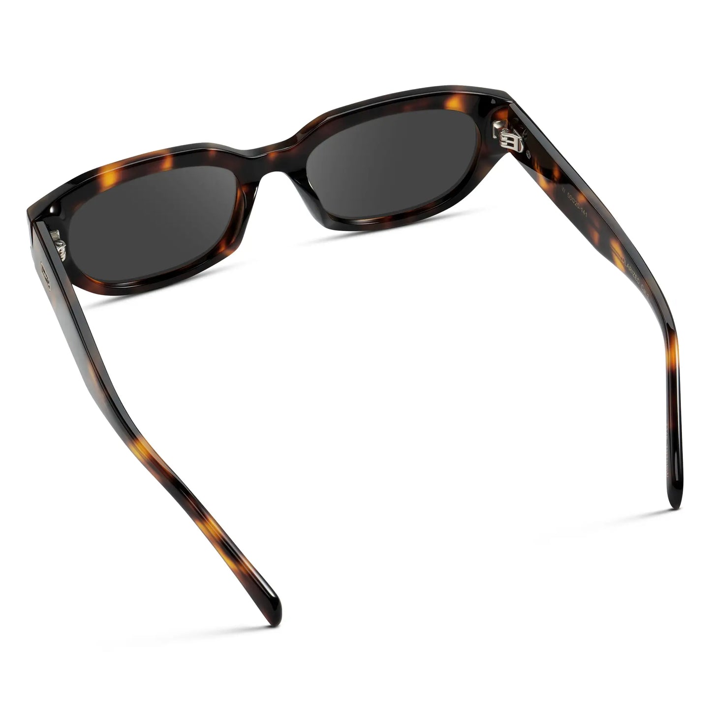 Brown Tortoise / Grey || Back view of Women's Oval Prescription Sunglasses with Brown Tortoise Frame and Grey Lenses on a white background