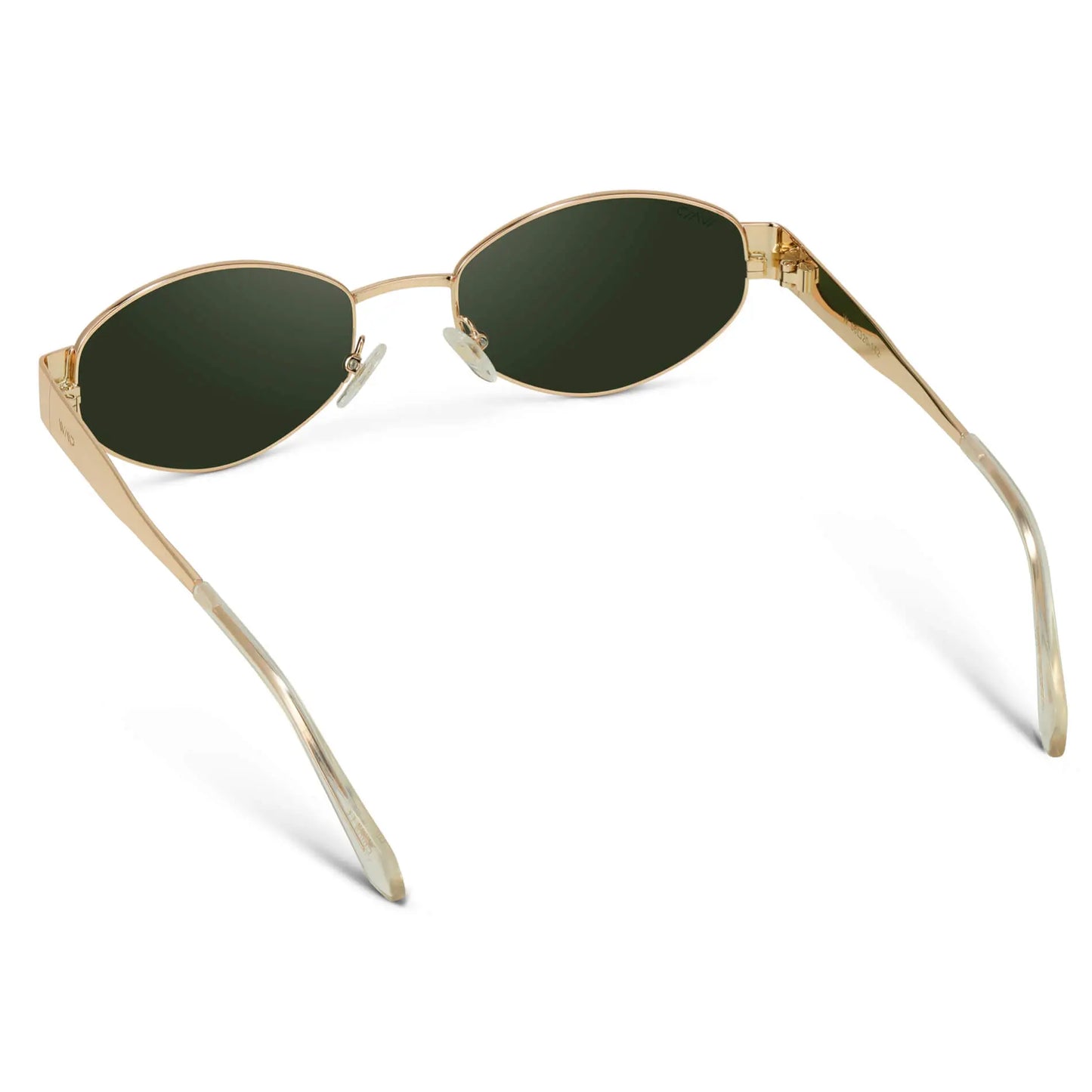 Gold / Smoke Green Lens || Women's Trendy Oval Shape Gold Metal Stainless Steel Sunglasses with Smoke Green Lenses