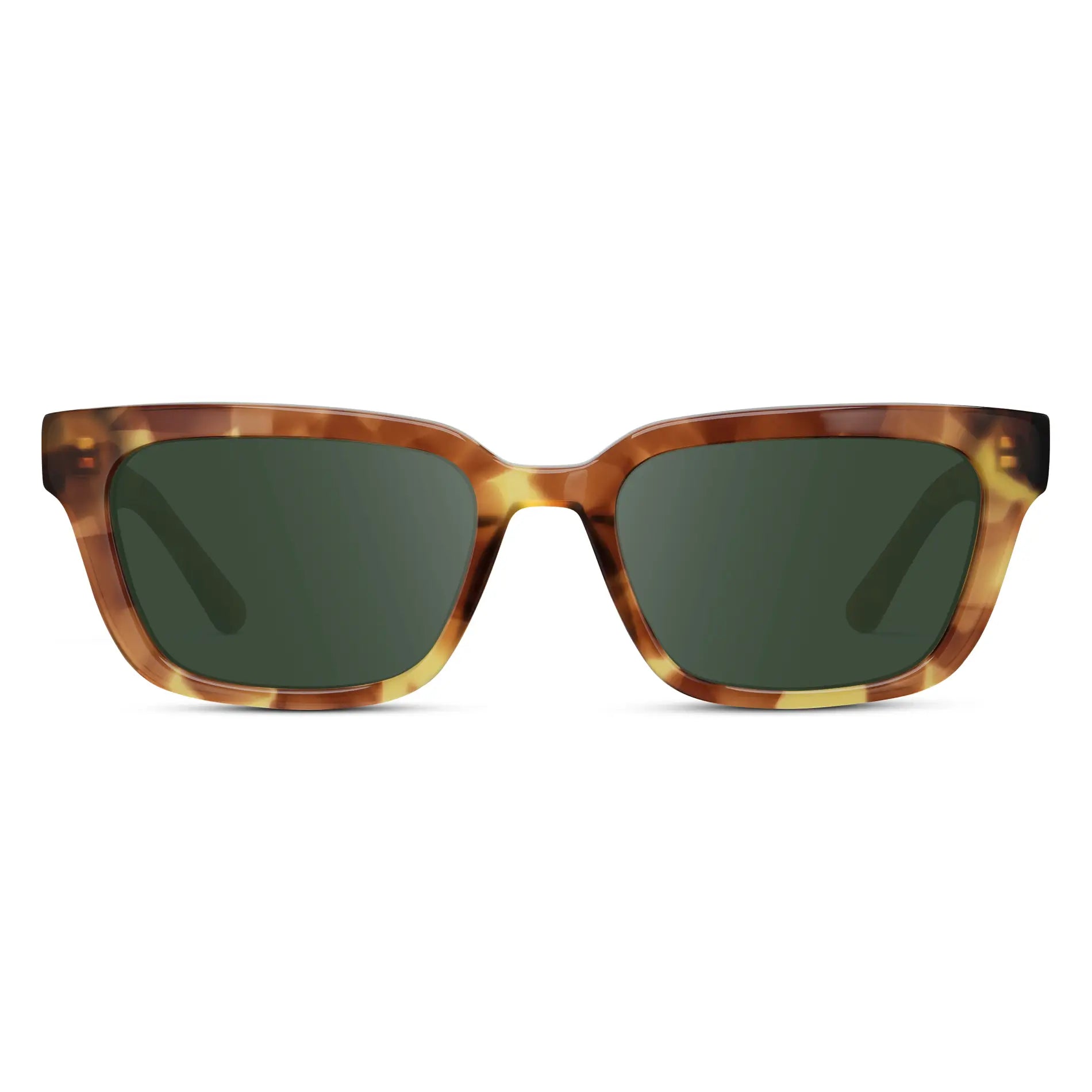 Honeycomb Tortoise / G15 || Women's Rectangular Prescription Sunglasses with Honeycomb Tortoise Acetate Frame and Green Prescription Lenses