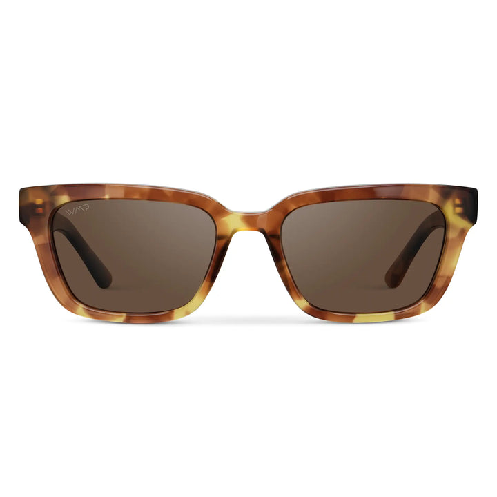 Honeycomb Tortoise / Brown Lens || Women's Rectangular Sunglasses with Honeycomb Tortoise Acetate Frame and Brown Polarized Lens