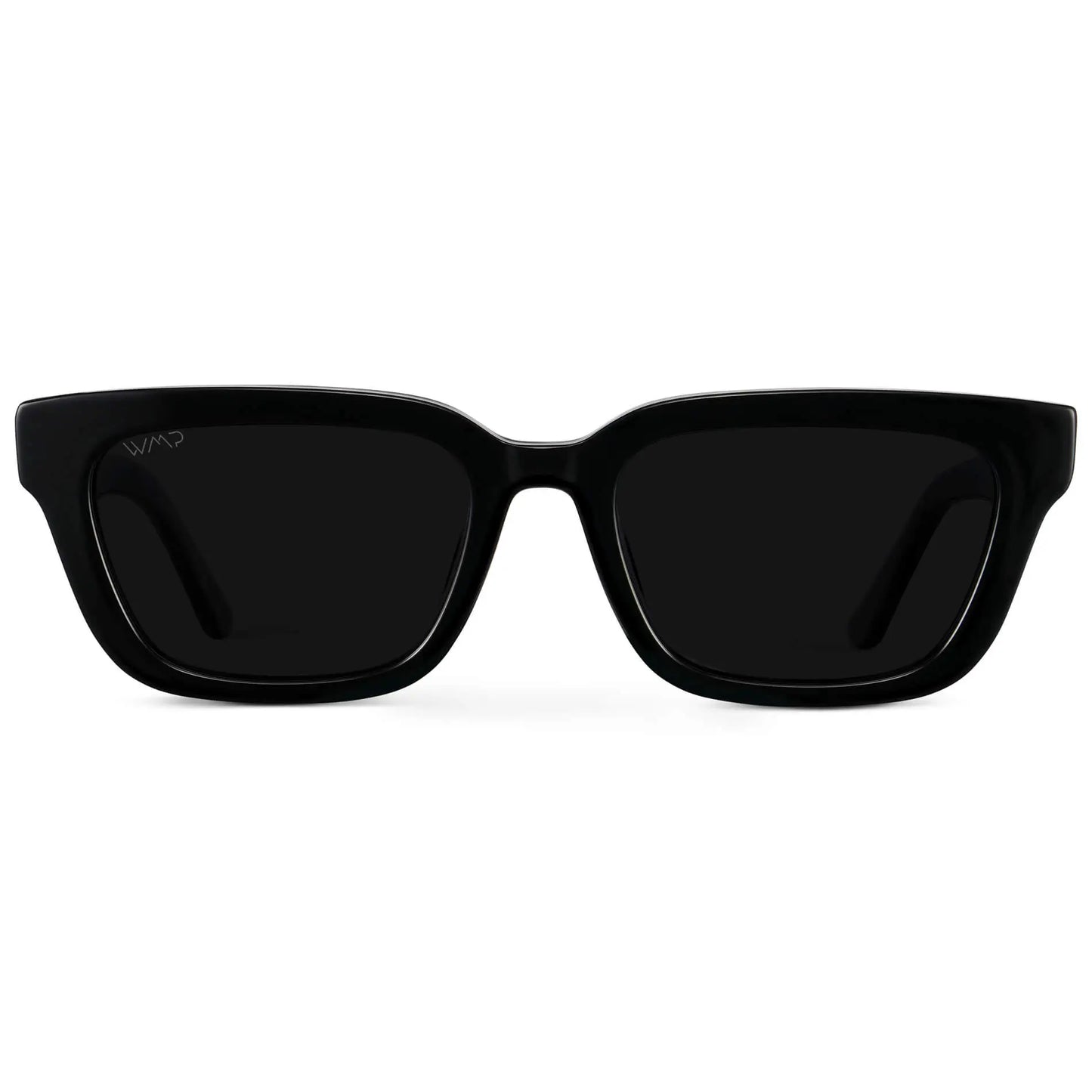 Black / Triple Black Lens || Women's Rectangular Polarized Sunglasses with Black Acetate Frame and Black Lens