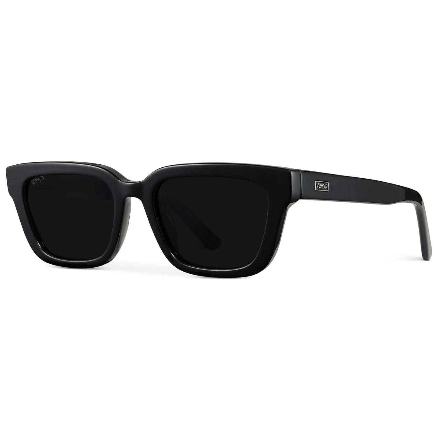 Black / Triple Black Lens || Women's Rectangular Polarized Sunglasses with Black Acetate Frame and Black Lens