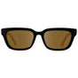 Black / Amber || Women's Rectangular Prescription Sunglasses with Black Acetate Frame and Brown Prescription Lenses on a white background 