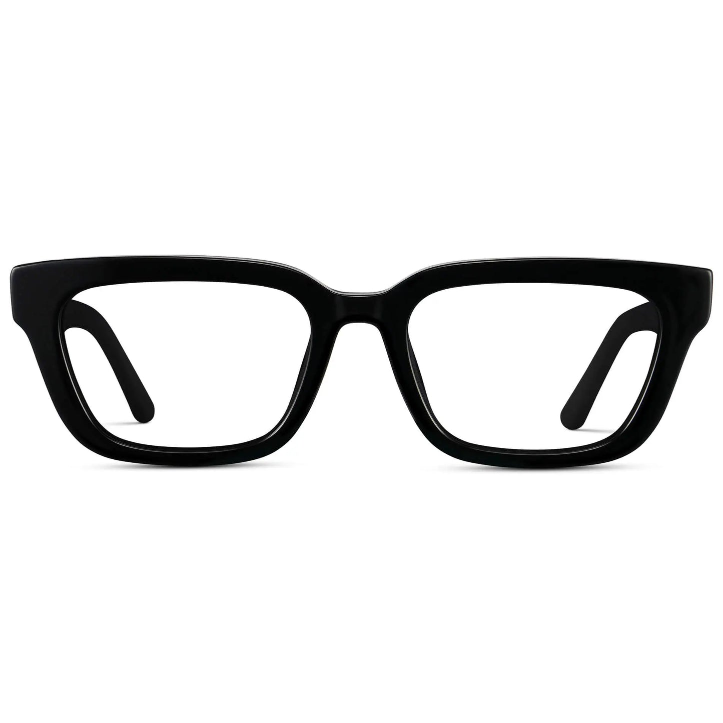 Black || Women's Rectangular Prescription Eyeglasses with Black Acetate Frame and Clear Prescription Lenses on a white background