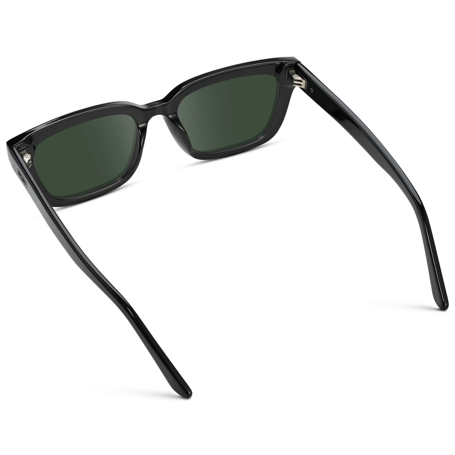 Black / G15 Lens || Women's Rectangular Prescription Sunglasses with Black Acetate Frame and Green Prescription Lenses