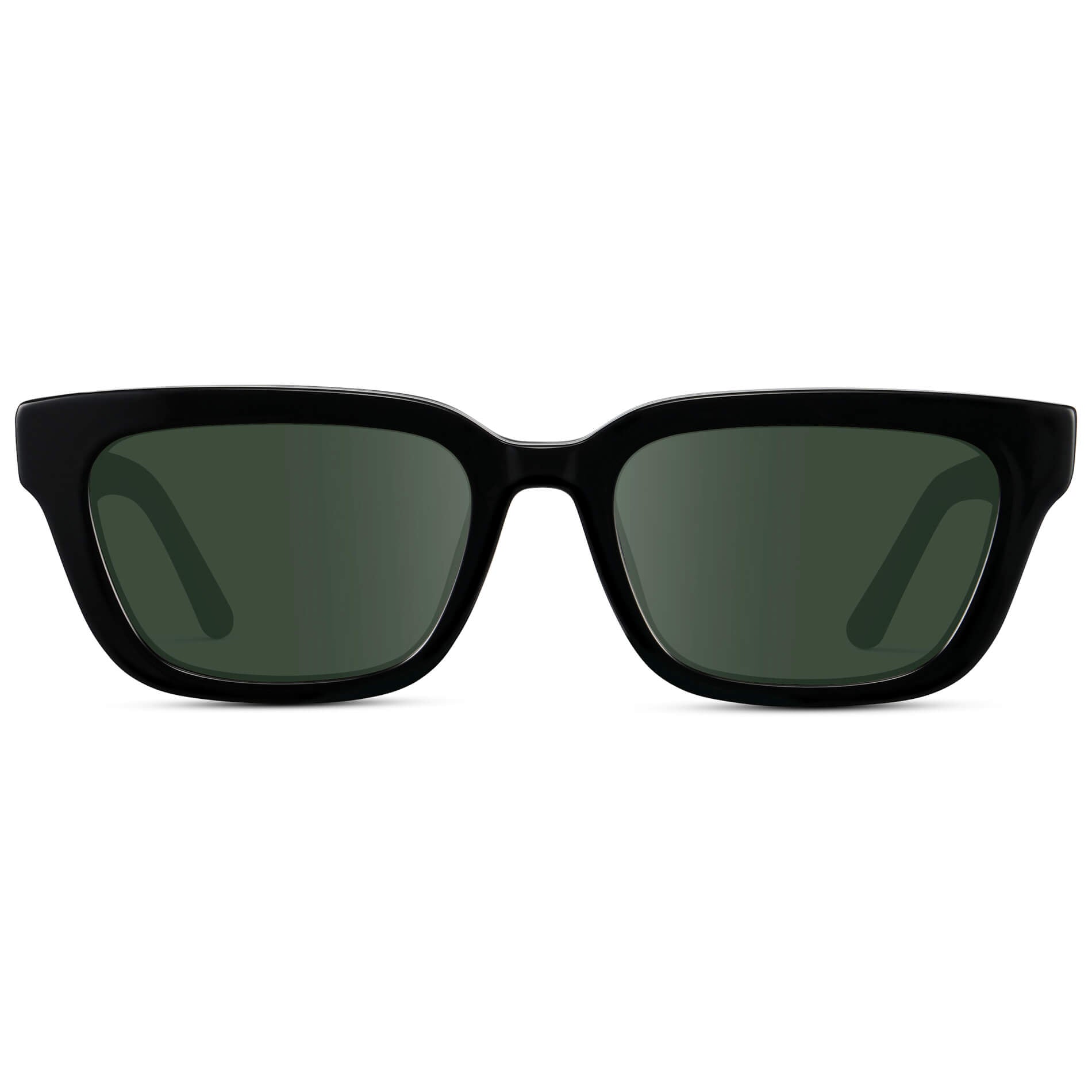Black / G15 Lens || Women's Rectangular Prescription Sunglasses with Black Acetate Frame and Green Prescription Lenses