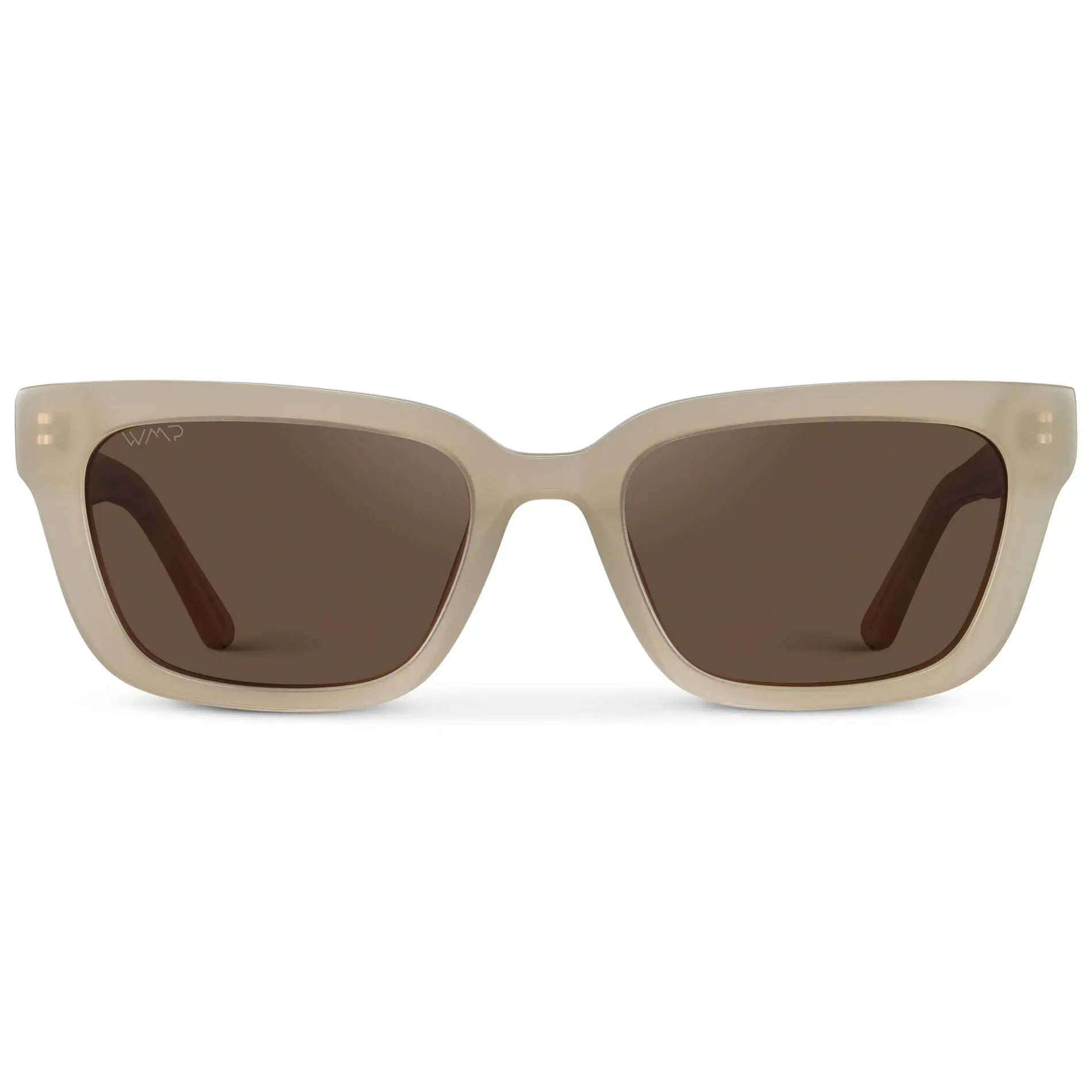 Pearl Beige / Brown Lens || Women's Rectangular Polarized Sunglasses with Beige Acetate Frame and Brown Lens