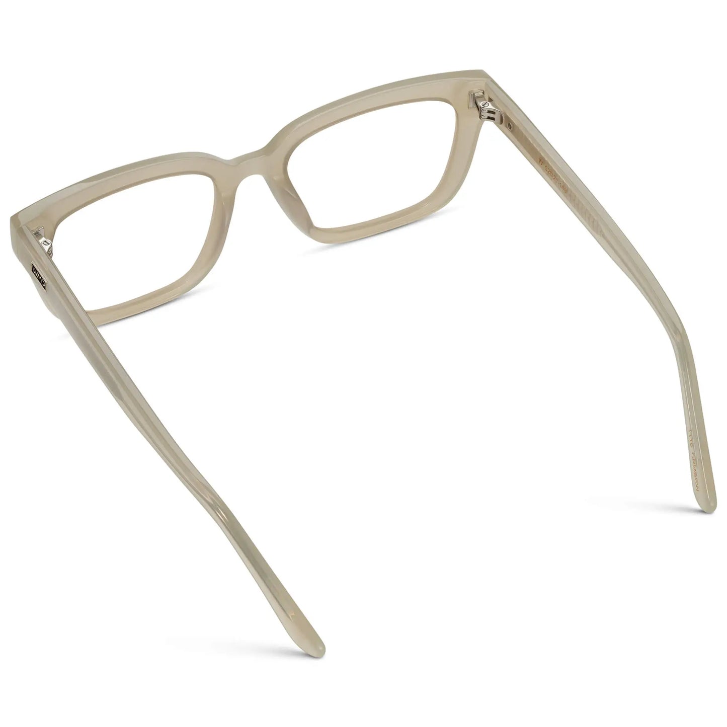 Pearl Beige || Back view of Women's Rectangular Prescription Eyeglasses with Pearl Beige Acetate Frame and Clear Prescription Lenses on a white background 