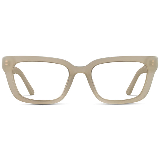 Pearl Beige || Women's Rectangular Prescription Eyeglasses with Pearl Beige Acetate Frame and Clear Prescription Lenses