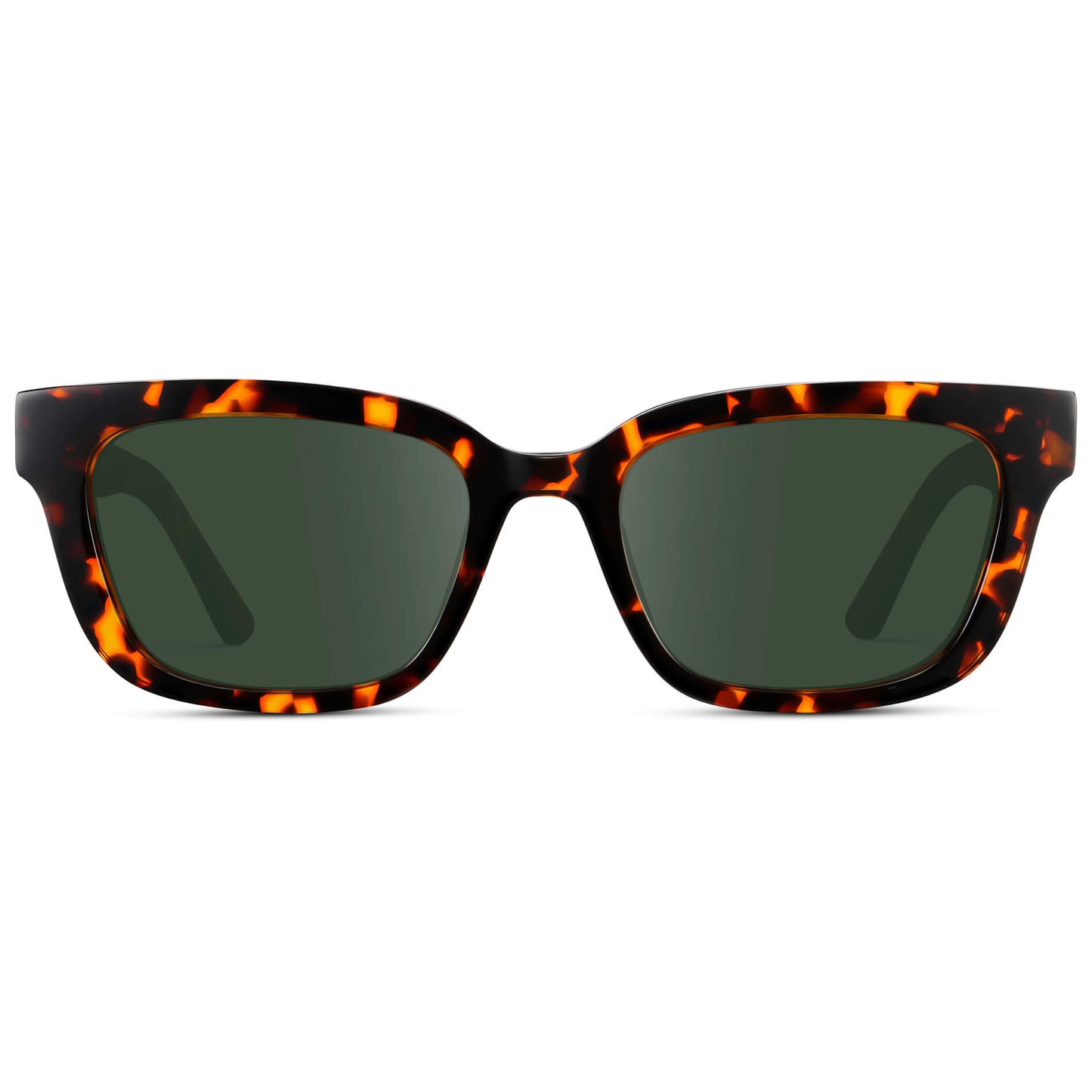 Ember Tortoise / G15 Lens || Women's Rectangular Prescription Sunglasses with Ember Tortoise Acetate Frame and Green Prescription Lenses