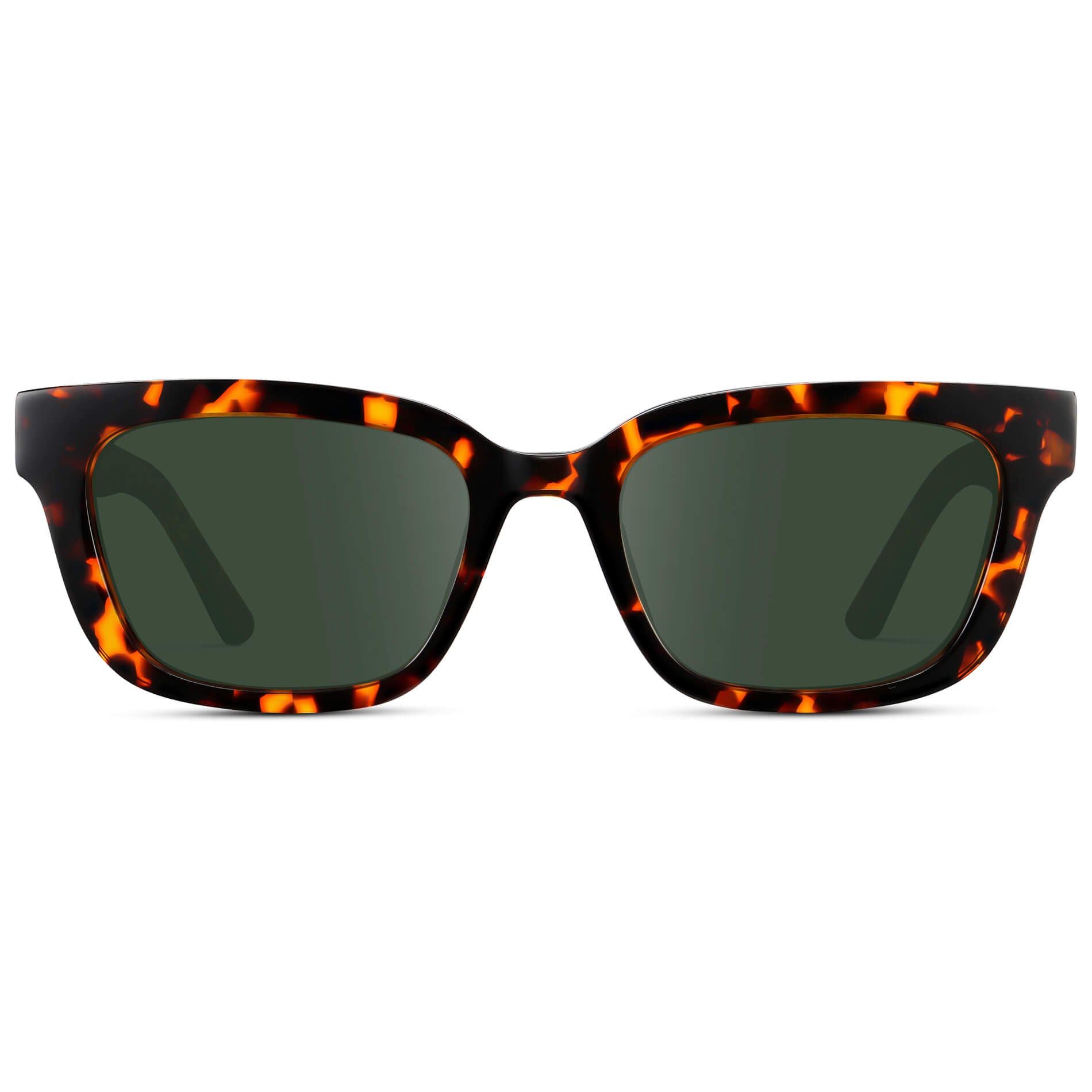 Ember Tortoise / G15 Lens || Women's Rectangular Prescription Sunglasses with Ember Tortoise Acetate Frame and Green Prescription Lenses