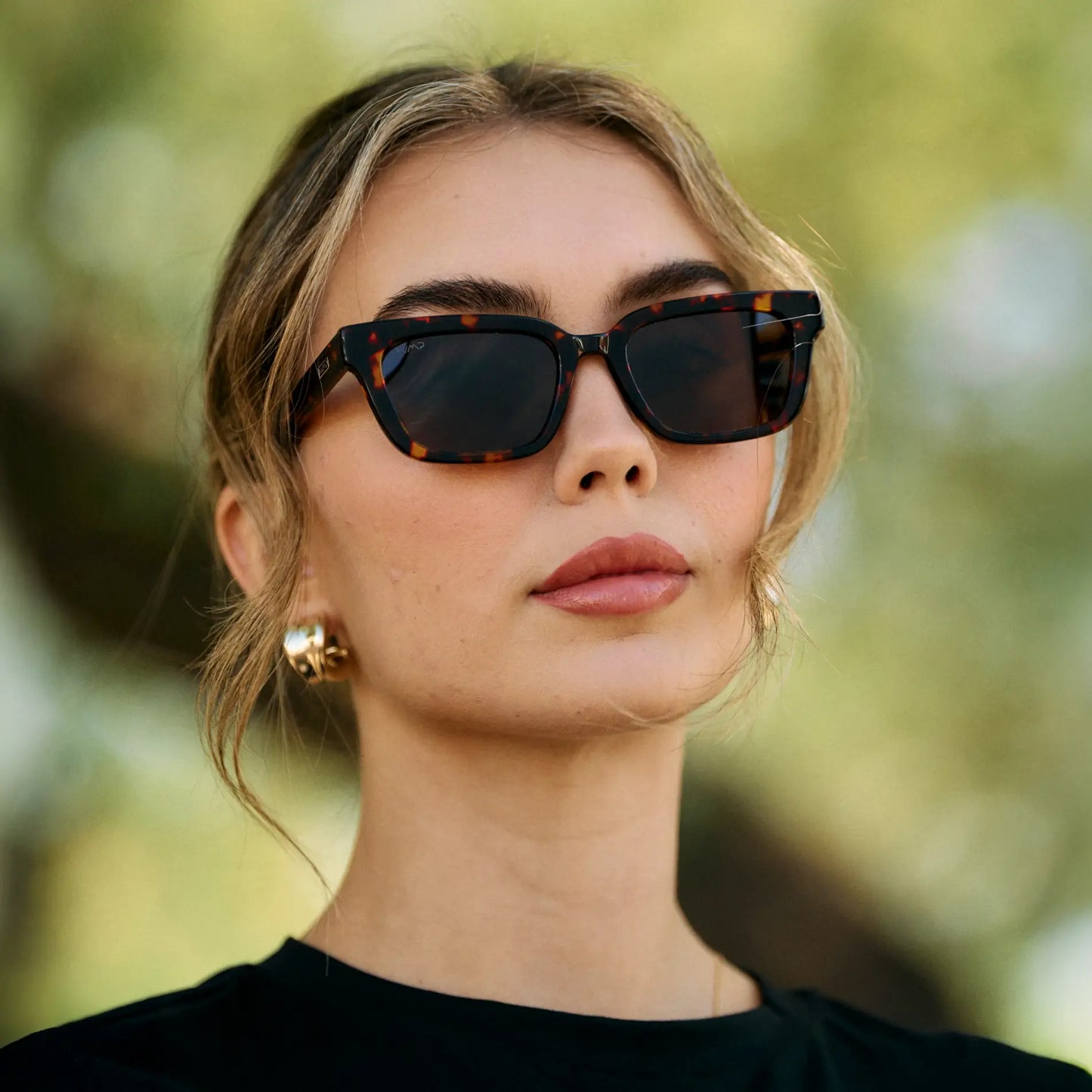 Ember Tortoise / Amber Lens || Women's Rectangular Prescription Sunglasses with Ember Tortoise Acetate Frame and Brown Prescription Lenses