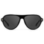 Black / Grey || Women's Rounded Aviator Prescription Sunglasses with Black Frame and Grey Lenses on a white background