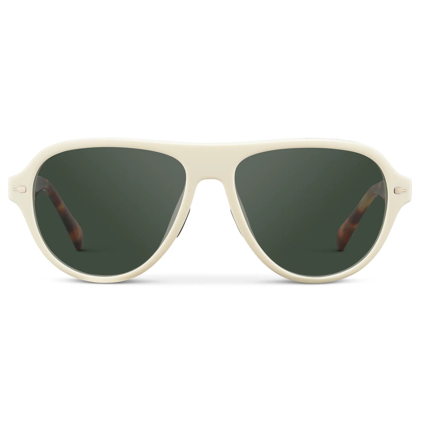 Ivory Tortoise / G15 || Women's Rounded Aviator Prescription Sunglasses with Ivory Tortoise Frame and Green Lenses on a white background