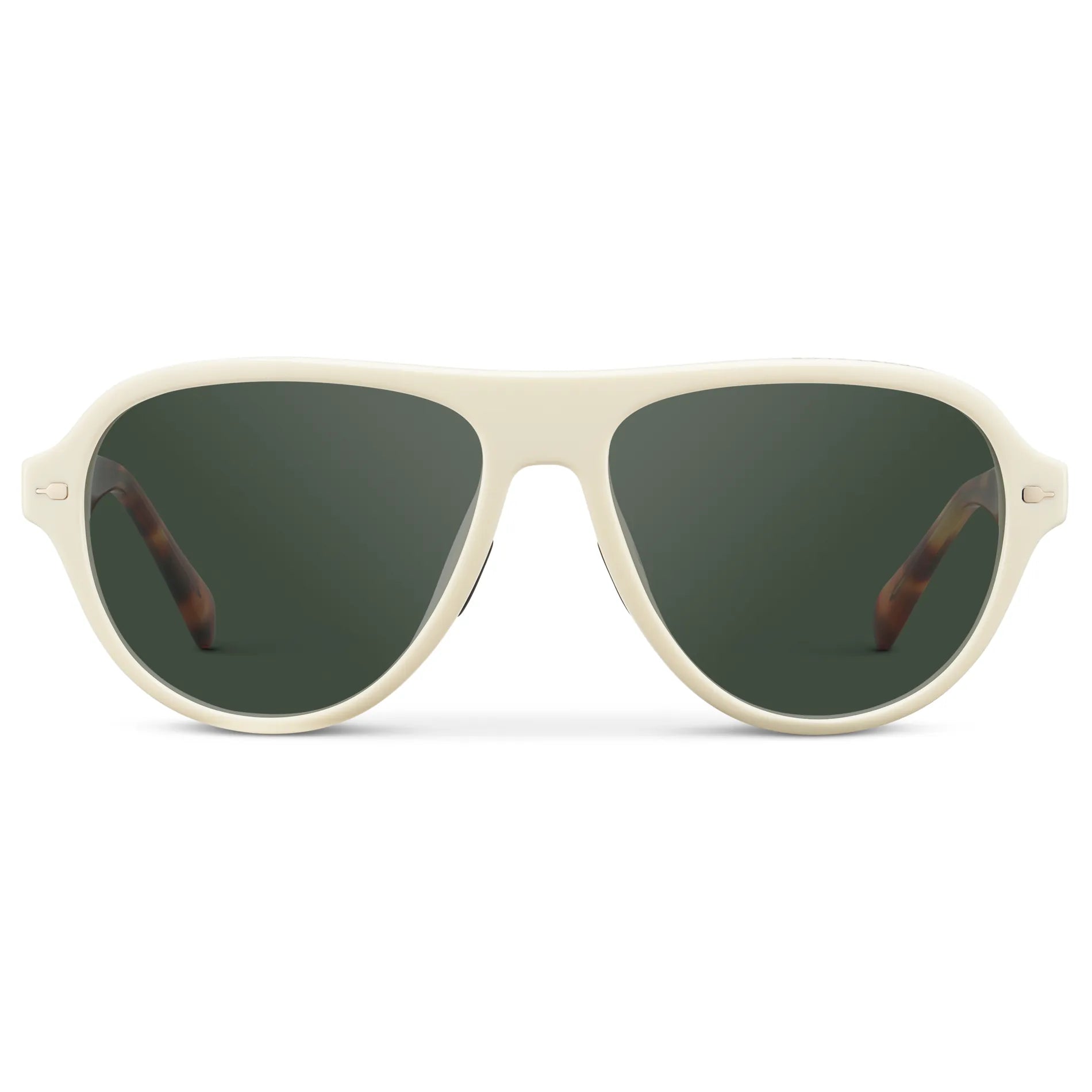 Ivory Tortoise / G15 || Women's Rounded Aviator Prescription Sunglasses with Ivory Tortoise Frame and Green Lenses on a white background