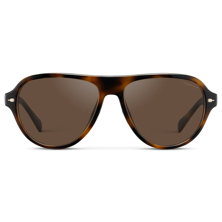 Brown Tortoise / Brown Lens || Women's Rounded Aviator Sunglasses with Brown Tortoise Frame and Brown Lenses on a white background