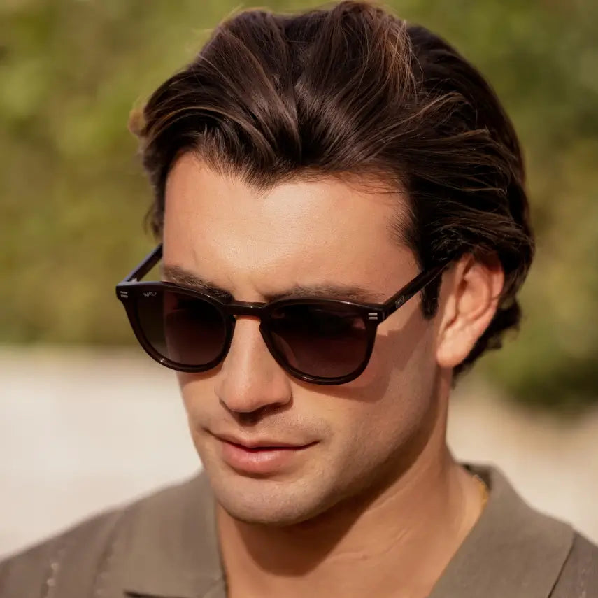 Burnt Cedar Brown / Oak Brown Gradient Lens || Men's Rounded Oval Polarized Sunglasses with Brown Acetate Frame and Oak Brown Gradient Lens