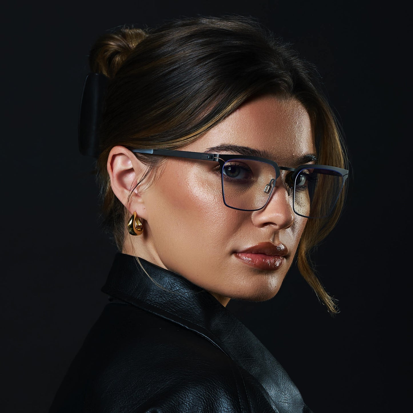 Matte Black || Unisex Blue Light Glasses with Matte Black Beta Titanium Metal Frame, Screwless Hinges, and Nylon Blue Light Blocking Clear Lens
