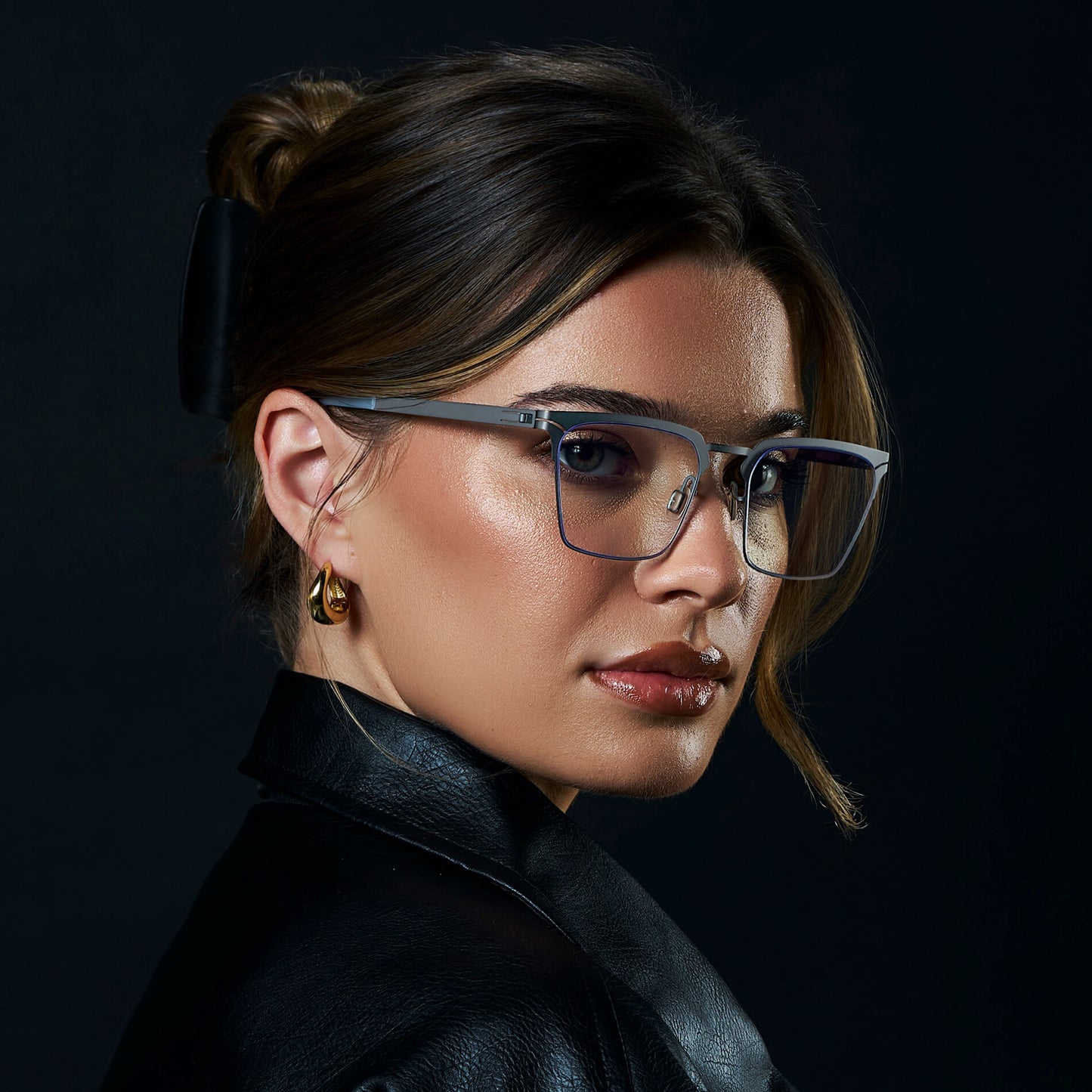 Matte Grey || Unisex Blue Light Glasses with Matte Grey Beta Titanium Metal Frame, Screwless Hinges, and Nylon Blue Light Blocking Clear Lens