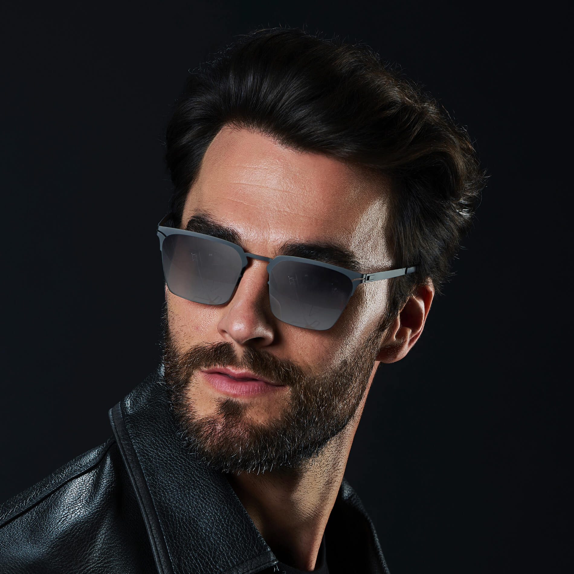 Matte Grey / Gradient Mirror Silver Lens || Unisex Sunglasses with Matte Grey Beta Titanium Metal Frame, Screwless Hinges, and Nylon Polarized Gradient Mirror Silver Lens