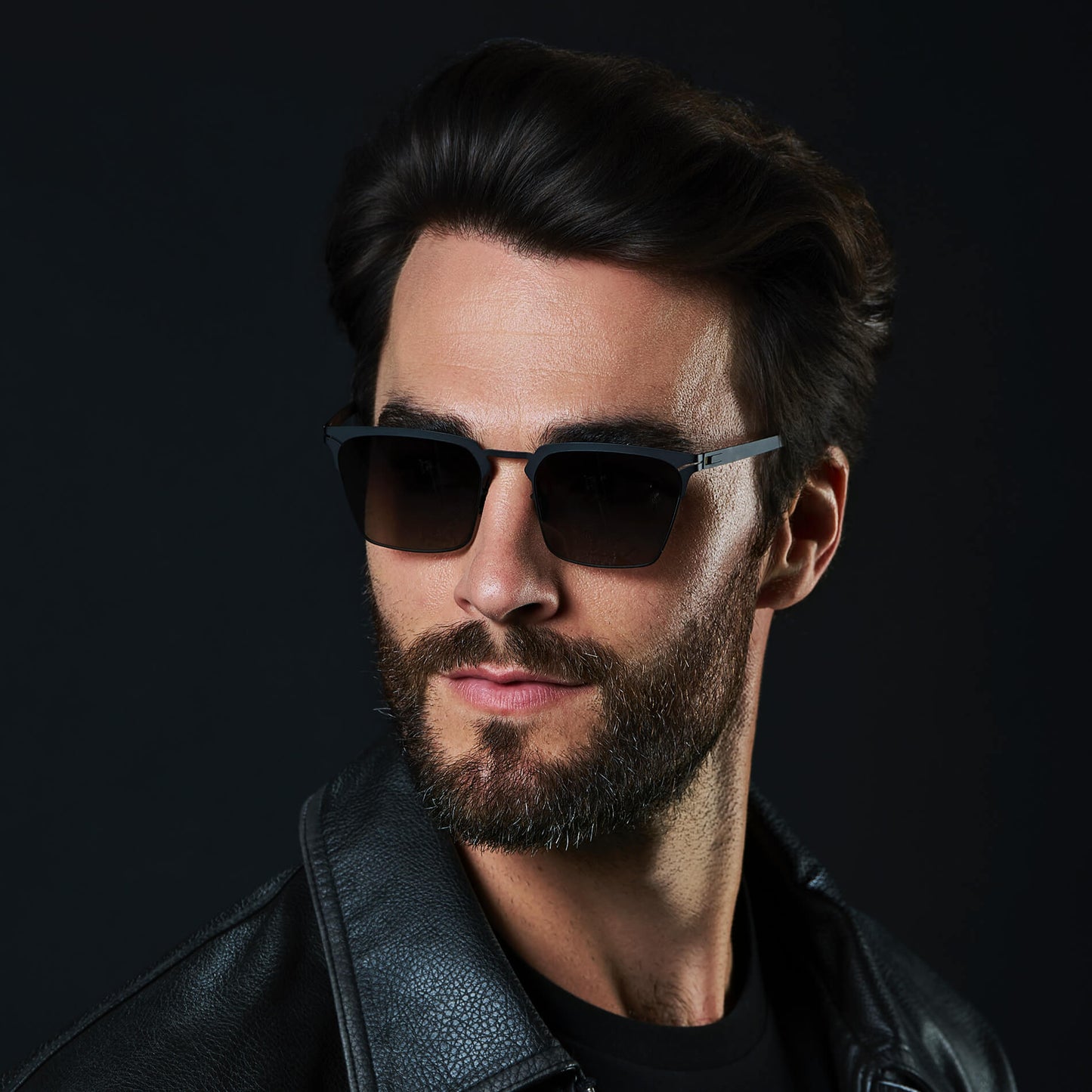 Matte Black / Black Gradient Lens || Unisex Sunglasses with Matte Black Beta Titanium Metal Frame, Screwless Hinges, and Nylon Polarized Black Gradient Lens
