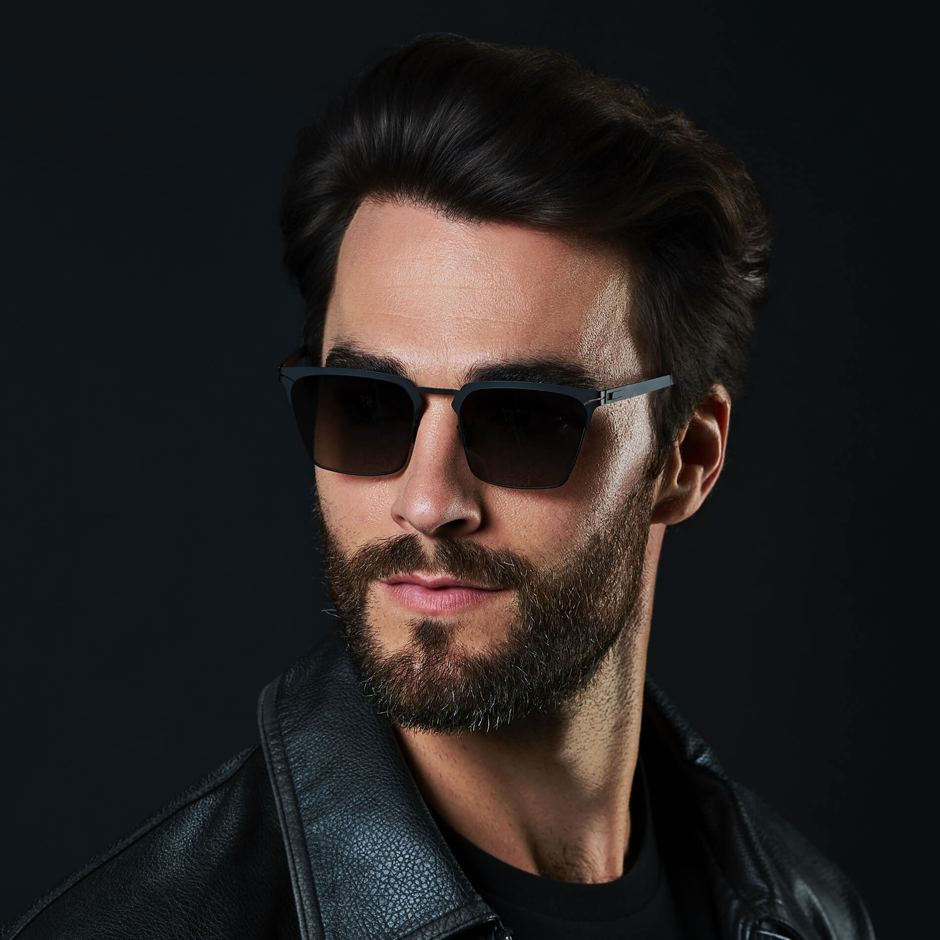 Matte Black / Black Gradient Lens || Unisex Sunglasses with Matte Black Beta Titanium Metal Frame, Screwless Hinges, and Nylon Polarized Black Gradient Lens