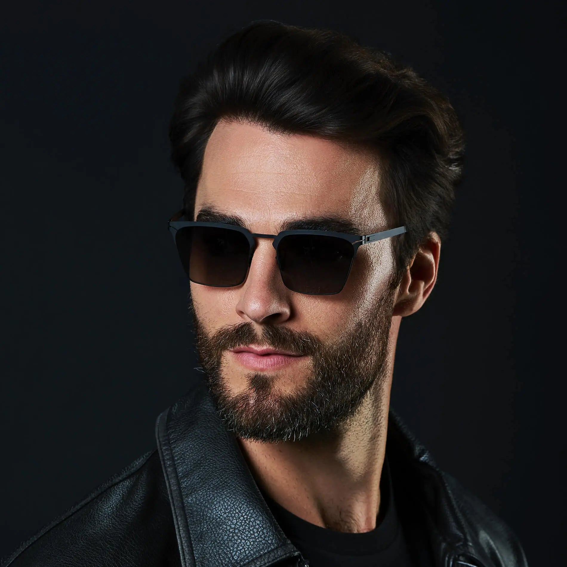 Matte Black / Black Gradient Lens || Unisex Sunglasses with Matte Black Beta Titanium Metal Frame, Screwless Hinges, and Nylon Polarized Black Gradient Lens