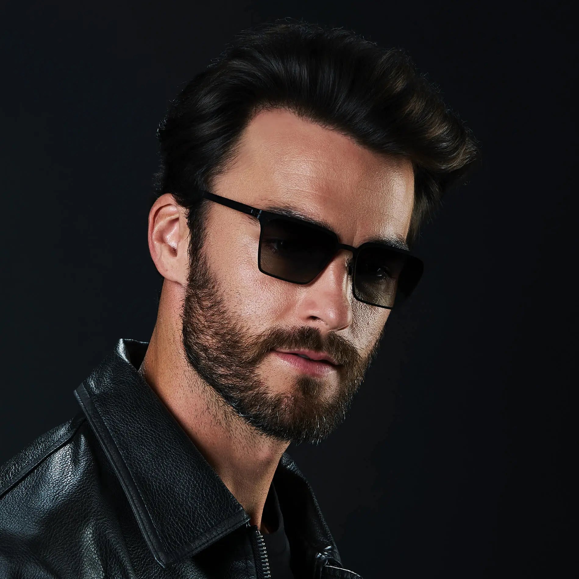 Matte Black / Black Gradient Lens || Men's Polarized Sunglasses with Matte Black Beta Titanium Metal Frame, Screwless Hinges, and Ultra Polarized Black Gradient Nylon Lens