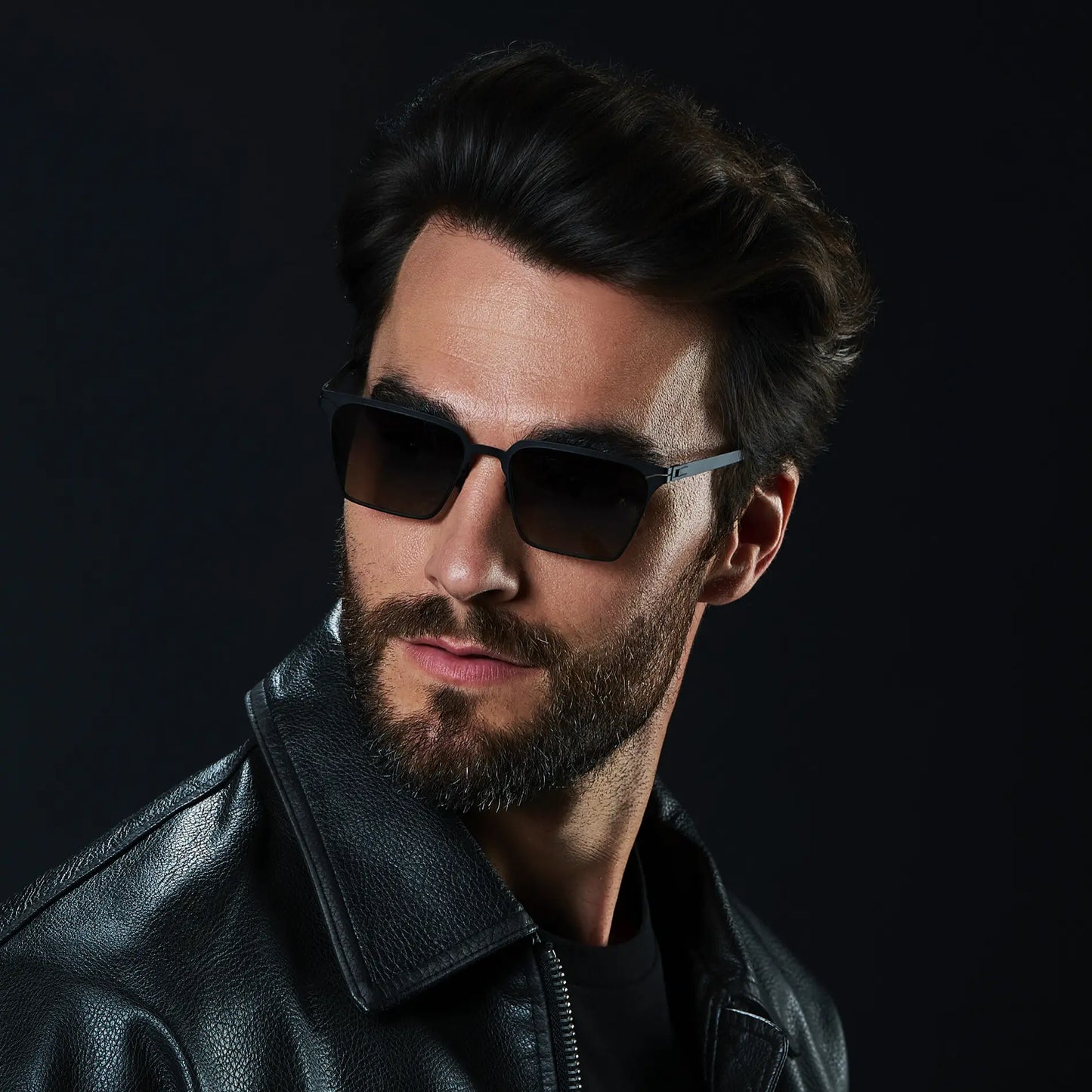 Matte Black / Black Gradient Lens || Men's Polarized Sunglasses with Matte Black Beta Titanium Metal Frame, Screwless Hinges, and Ultra Polarized Black Gradient Nylon Lens