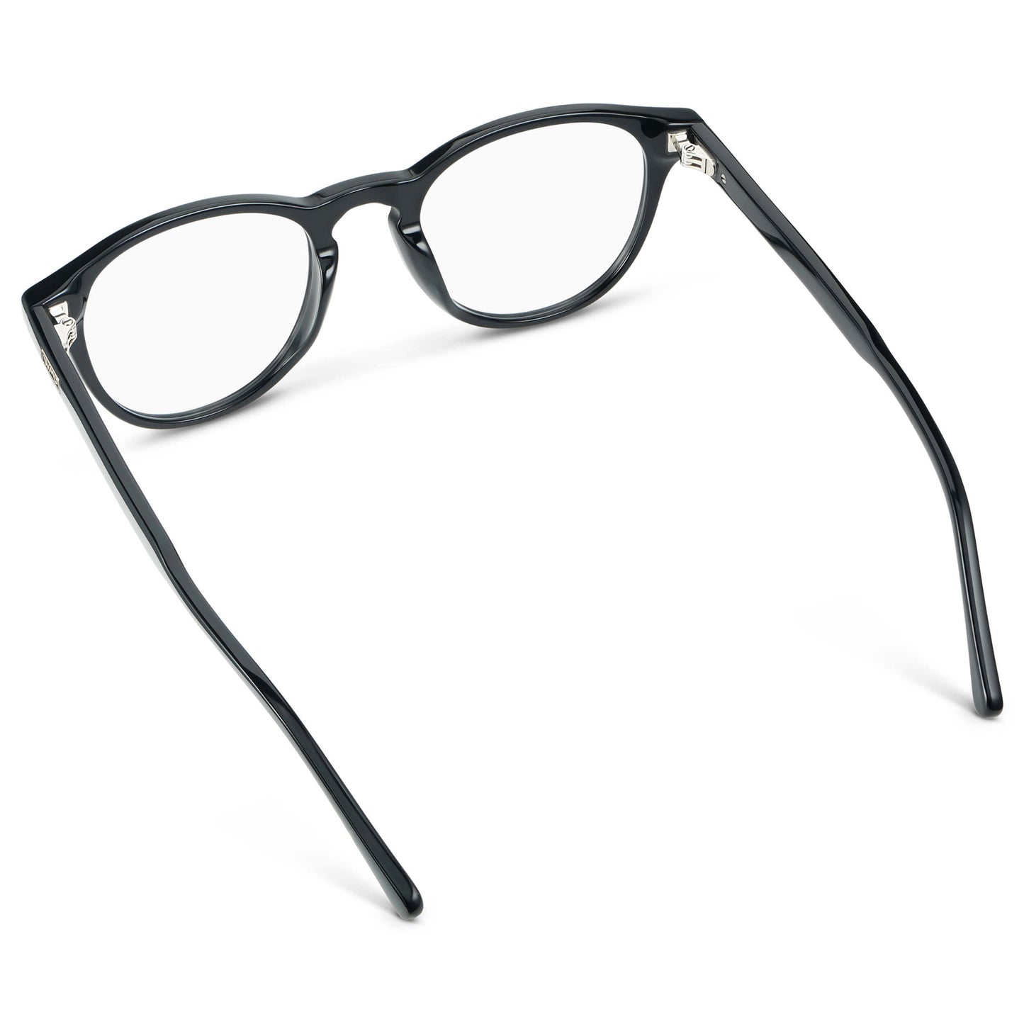 Black || Unisex Round Blue Light Blocking Glasses with Black Acetate Frame and Clear Lens