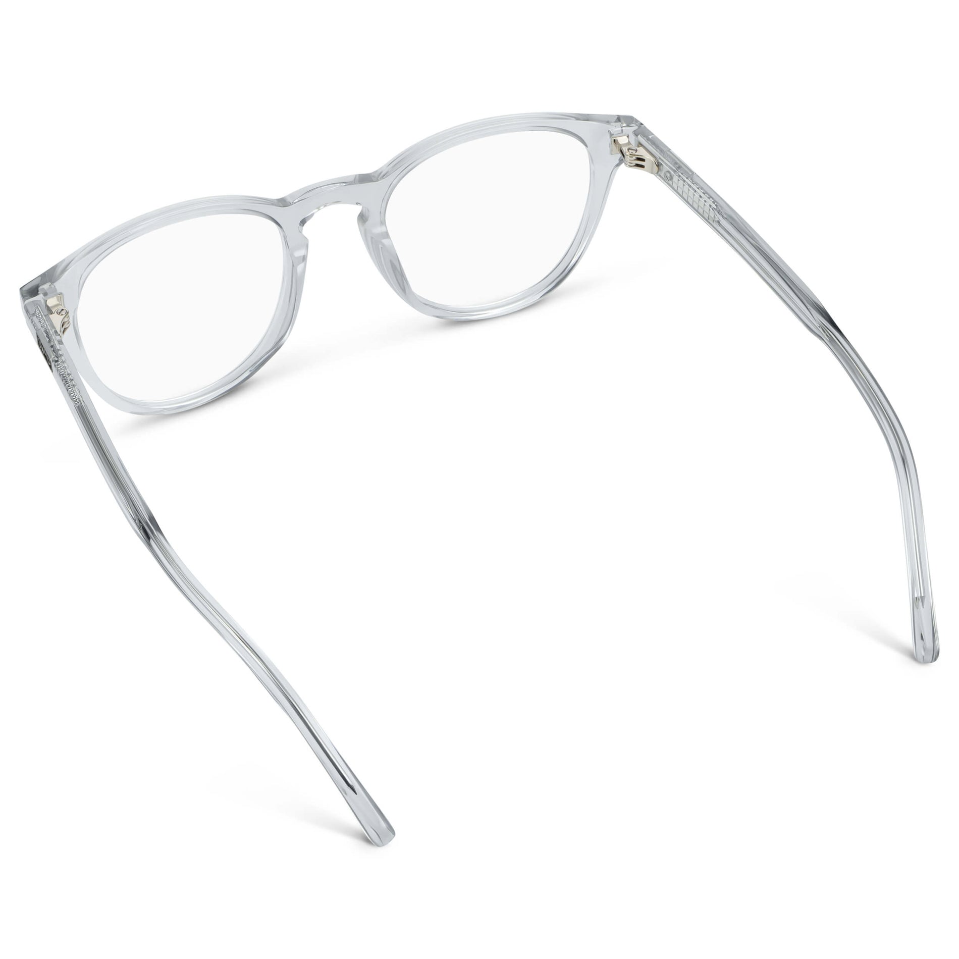 Crystal Ice Grey || Unisex Round Blue Light Blocking Glasses with Clear Acetate Frame and Clear Lens