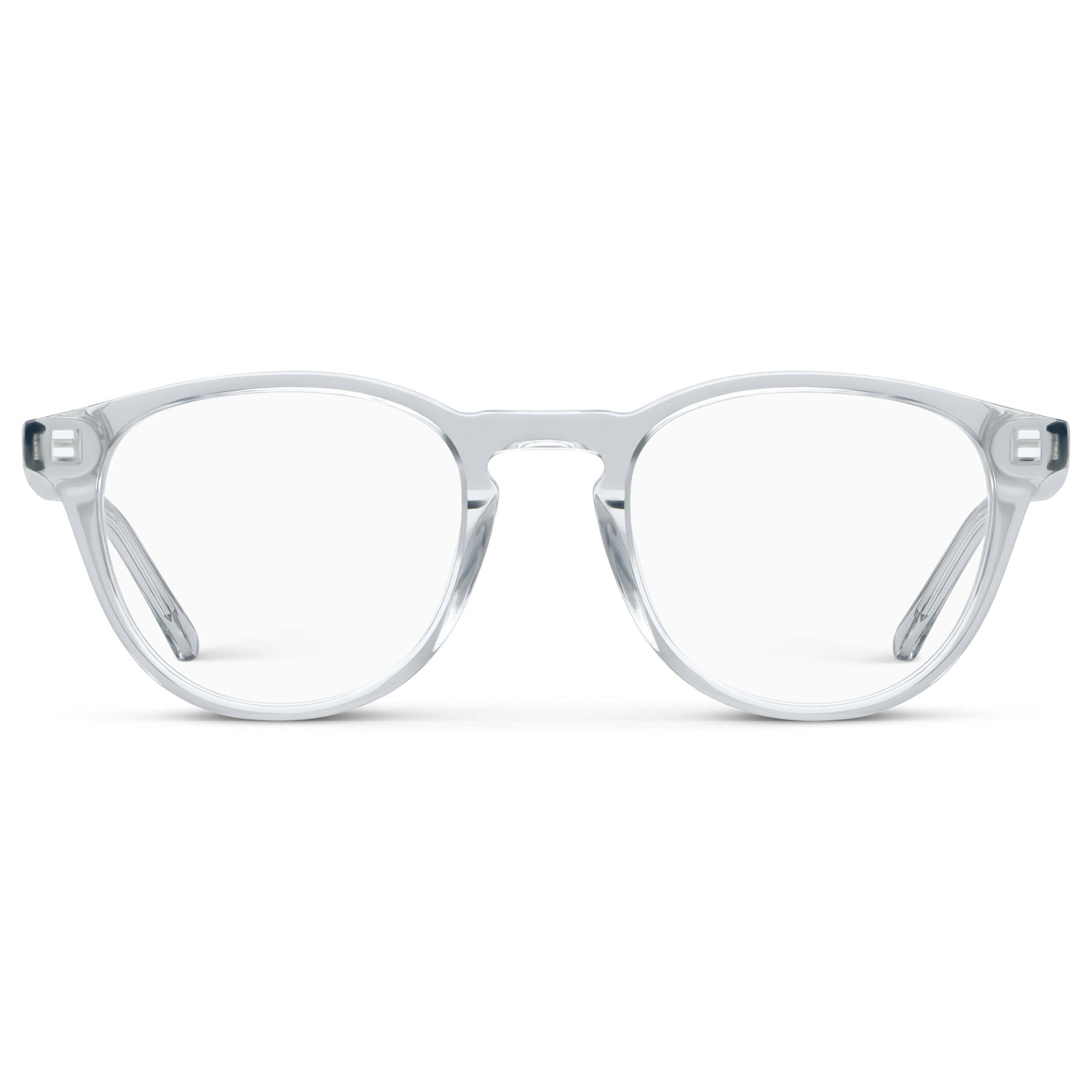 Crystal Ice Grey || Unisex Round Blue Light Blocking Glasses with Clear Acetate Frame and Clear Lens