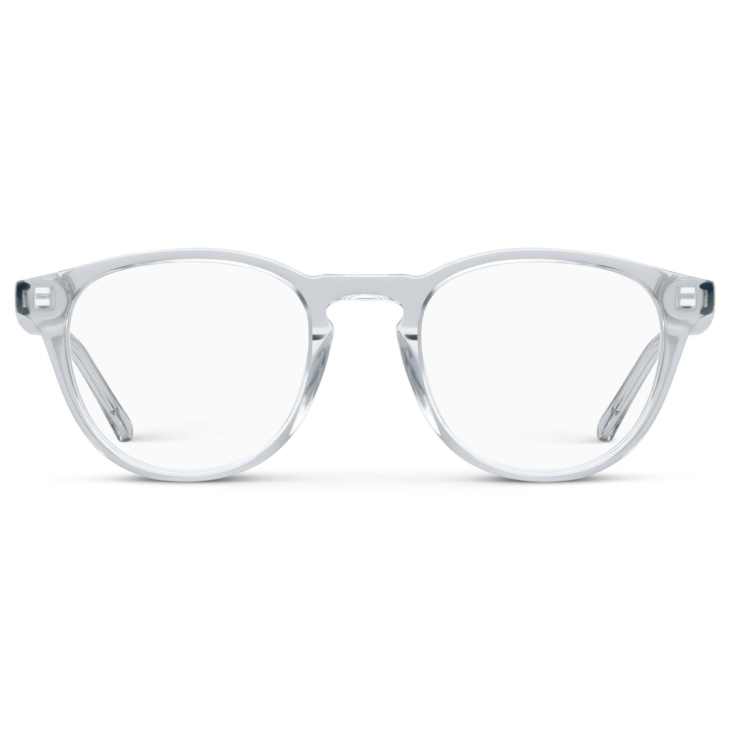Crystal Ice Grey || Unisex Round Eyeglasses with Clear Acetate Frame and Clear Prescription Lens