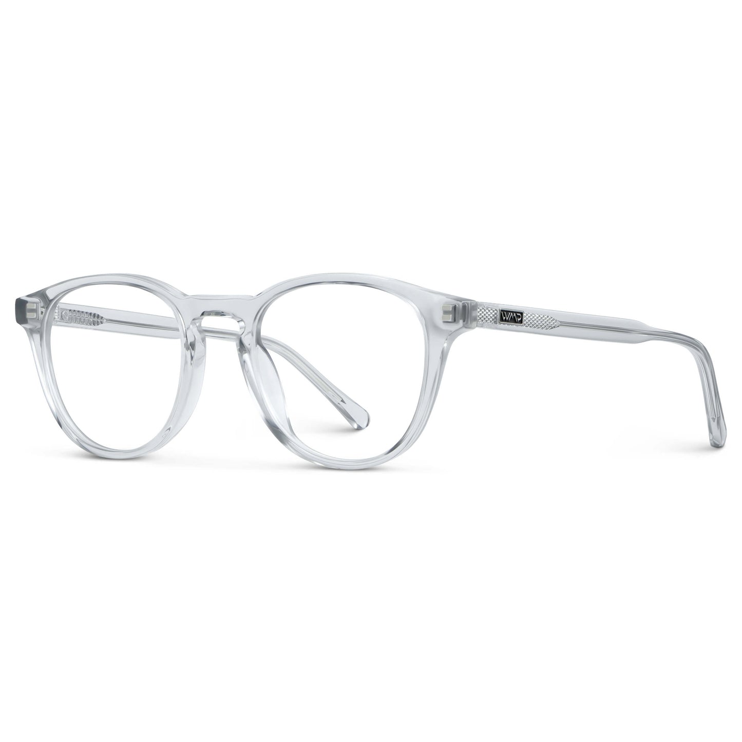 Crystal Ice Grey || Unisex Round Blue Light Blocking Glasses with Clear Acetate Frame and Clear Lens