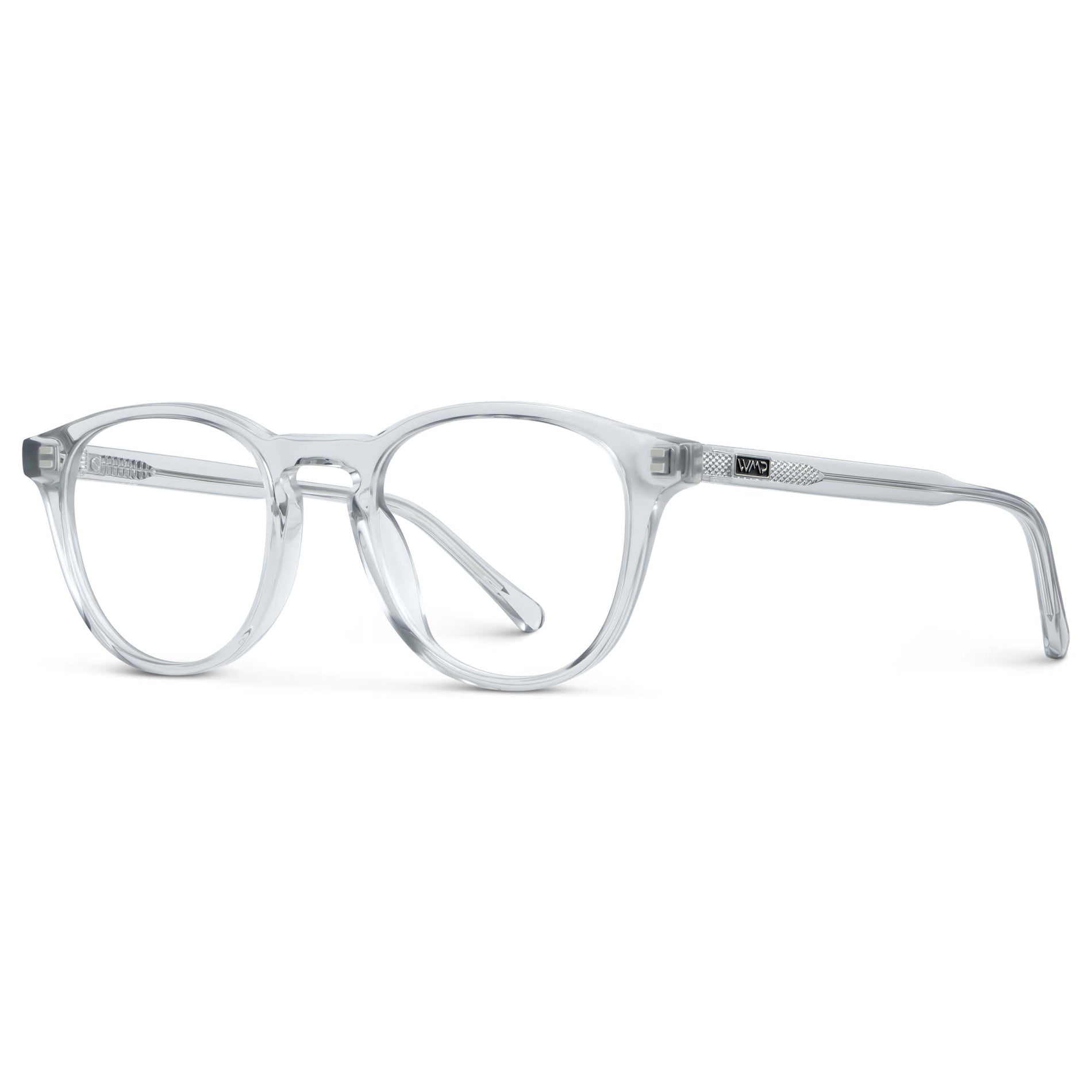 Crystal Ice Grey || Unisex Round Blue Light Blocking Glasses with Clear Acetate Frame and Clear Lens