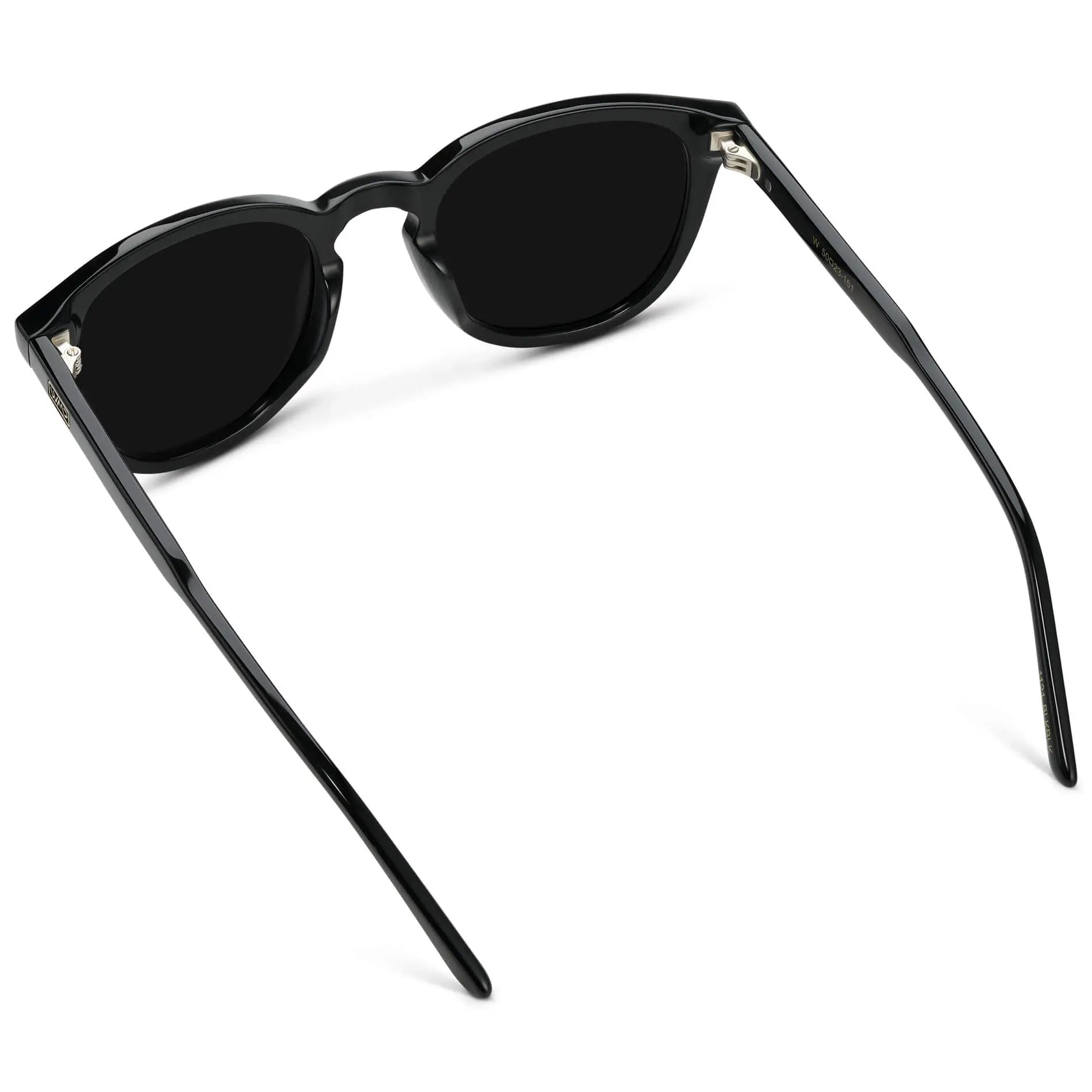 Black / Triple Black Lens || Men's Rounded Oval Polarized Sunglasses with Black Acetate Frame and Black Lens