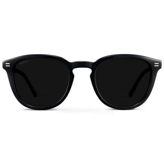 Black / Triple Black Lens || Men's Rounded Oval Polarized Sunglasses with Black Acetate Frame and Black Lens