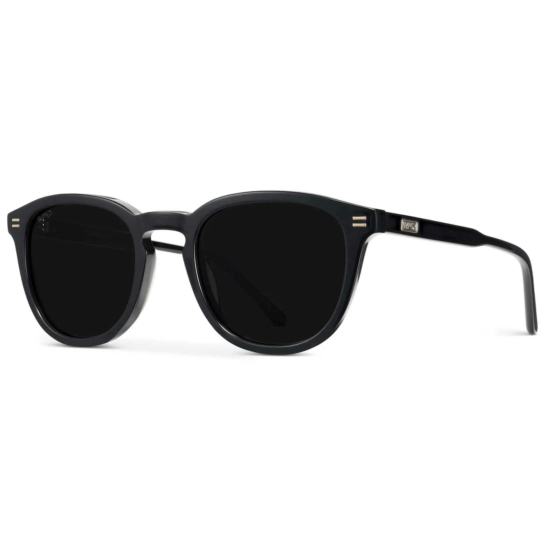 Black / Triple Black Lens || Men's Rounded Oval Polarized Sunglasses with Black Acetate Frame and Black Lens