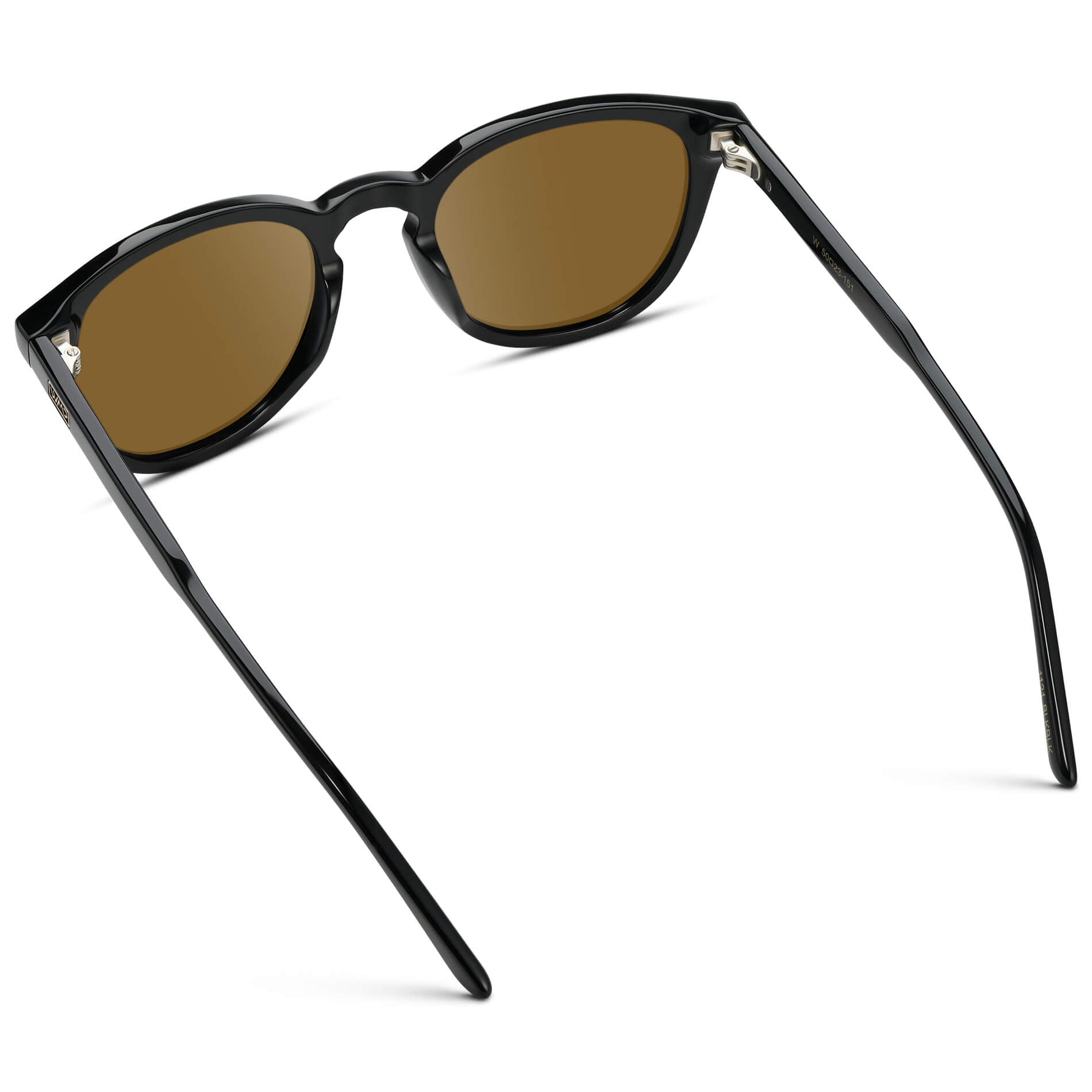 Black / Amber Lens || Men's Round Prescription Sunglasses with Black Acetate Frame and Brown Prescription Lens