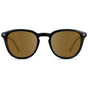Black / Amber || Front view of Men's Round Prescription Sunglasses with Black Acetate Frame and Brown Prescription Lens